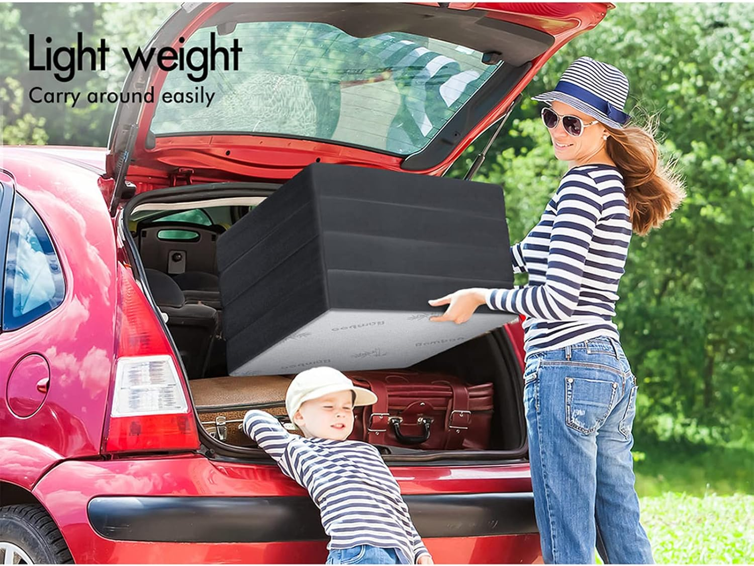 STARRY EUCALYPT Folding Mattress 180Cm X 70Cm X 10Cm Foldable Sofa Lounge Mat Pad Portable Single Mattress Floor Bed in Bamboo White for Home Office Camping and Travel Use(4B Bamboo White) image number 6