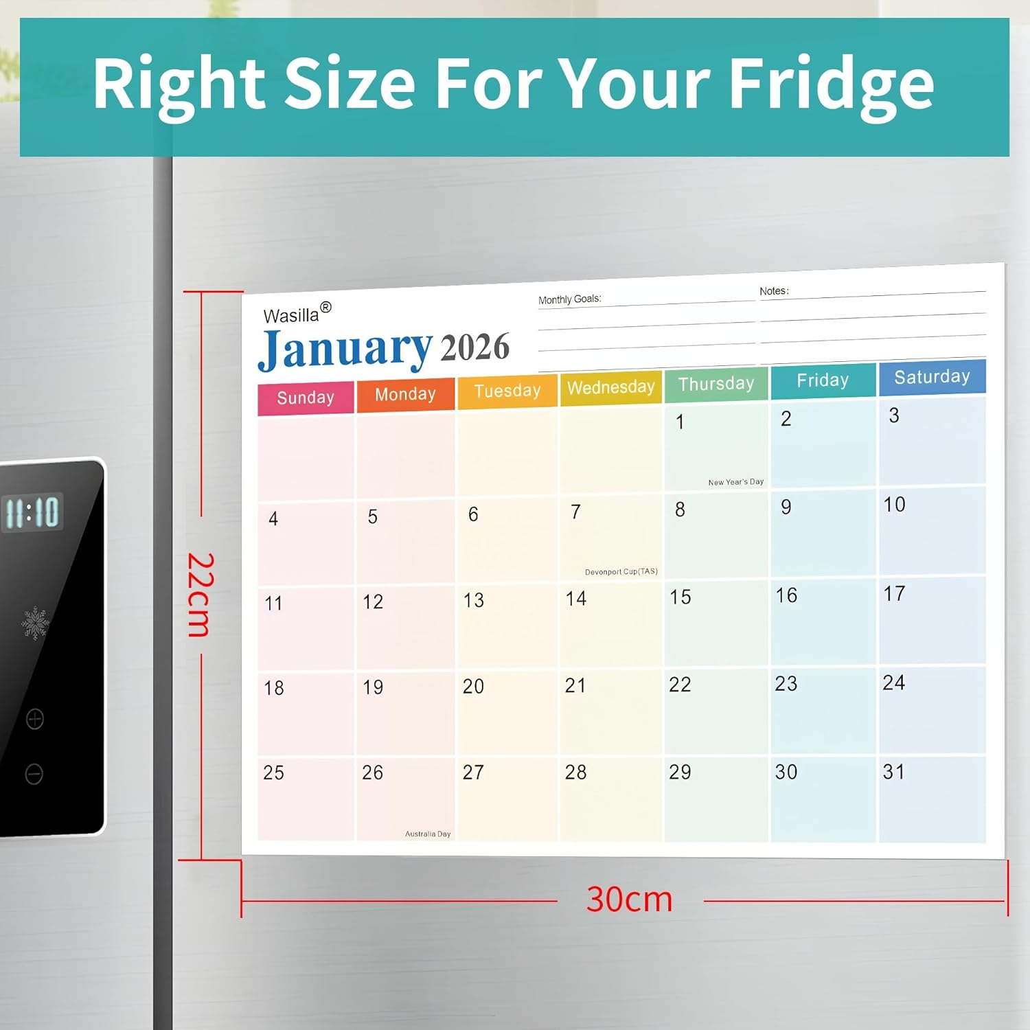 Calendar 2026 - Magnetic Fridge Calendar with Australia Holidays- Magnetic Calendar for Refrigerator, 18 Monthly Planner with Stickers,Jan 2026-Jun 2027 Calendars for Family Schedule Tracking Deco Gift image number 5