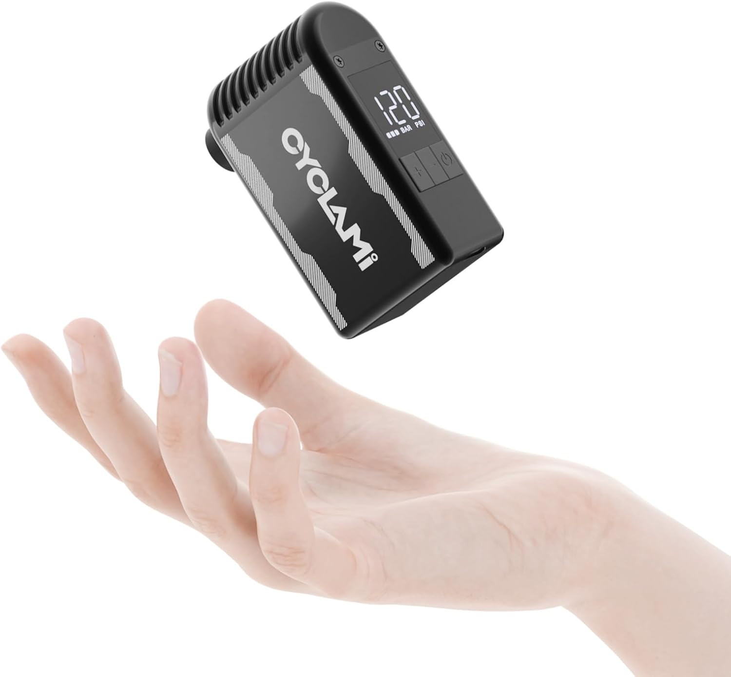 Mini Tiny Bike Pump with Gauge, 120PSI Electric Bicycle Air Pump, Auto Stop, Presta and Schrader Valve Aluminium Portable Tire Inflator for All Bike, Motorcycle, Type-C Rechargeable image number 5