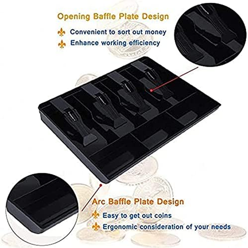 Cash Register Drawer - Tray Replacement 4 Bill/3 Coin Cash Register Insert Tray,12.6 X 9.6 X 1.4Inch