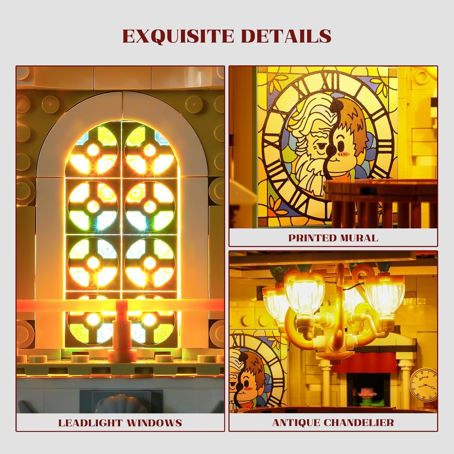 FUNWHOLE Antique Shop Lighting Building Block Set - City Life Corner Shop LED Light Construction Kit Model Set 2847 Pieces for Adults and Teenagers image number 1