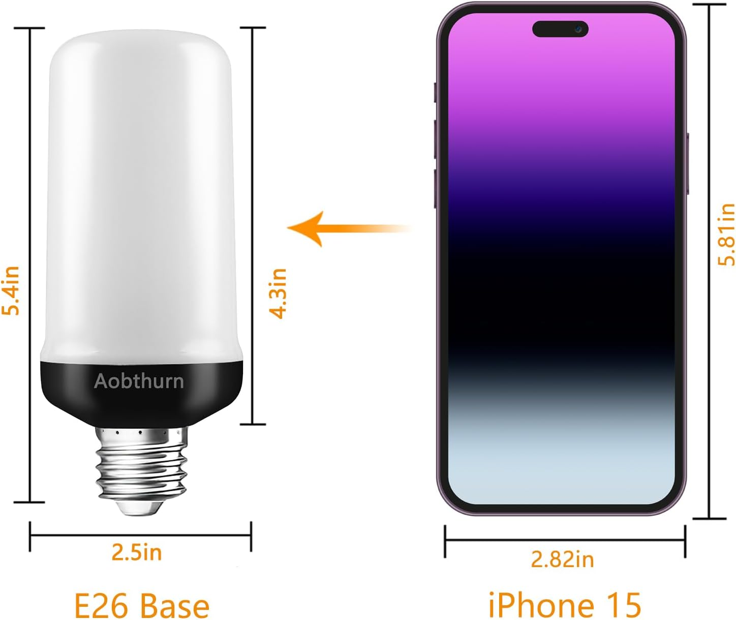 Aobthurn - Flame Light Bulbs, 4 Modes LED Flame Effect, E26 Bulb with Gravity Sensor, Flickering Bulbs for Halloween and Home Party (2 Pack Upgraded) image number 6