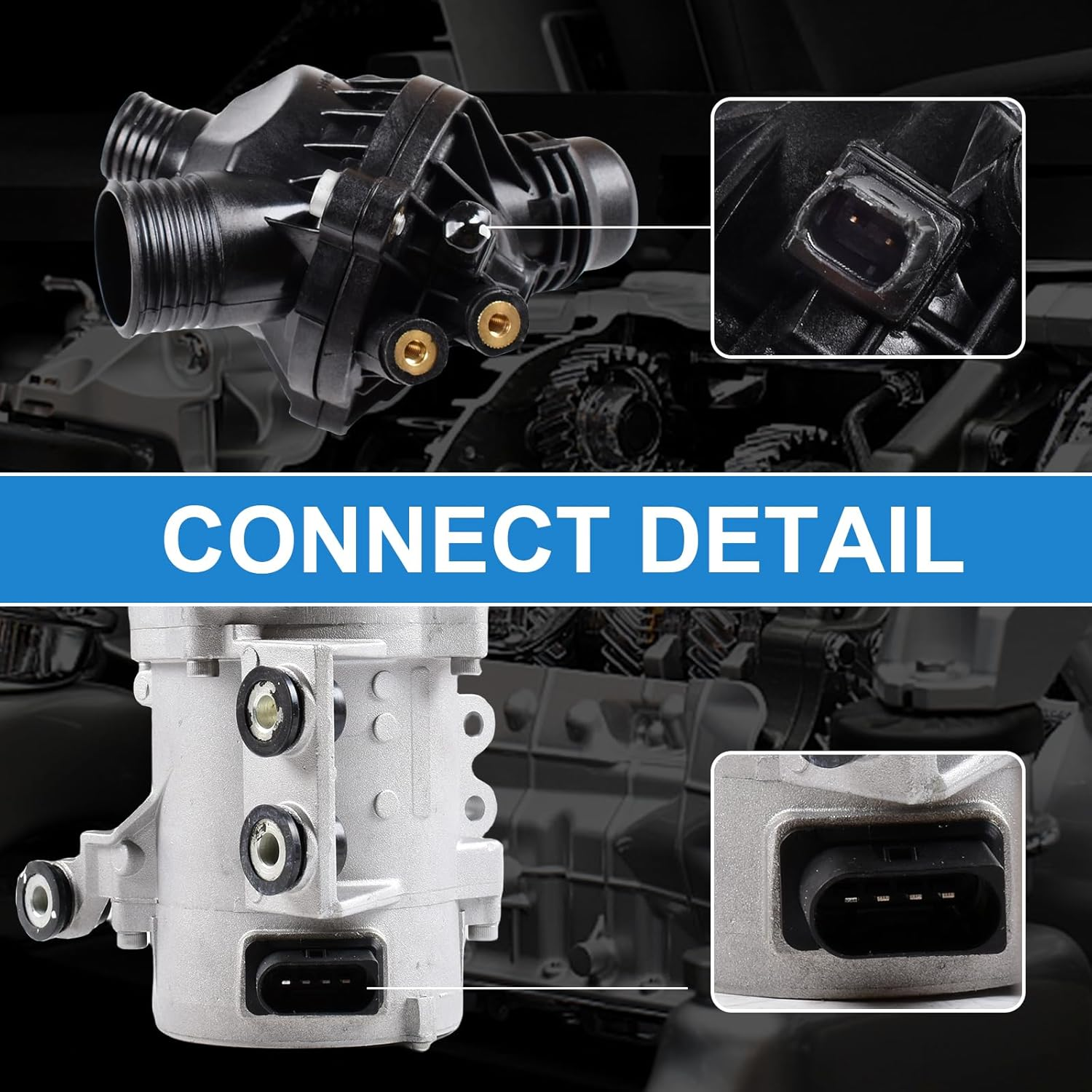 DOFOCH 11517563183 11517586925 Electric Engine Water Pump and Thermostat W/Bolt Compatible with BMW X3 Z4 X5 E90 328I 323I 128I 528I OE# 11517586924 11517546994 11517521584 image number 1