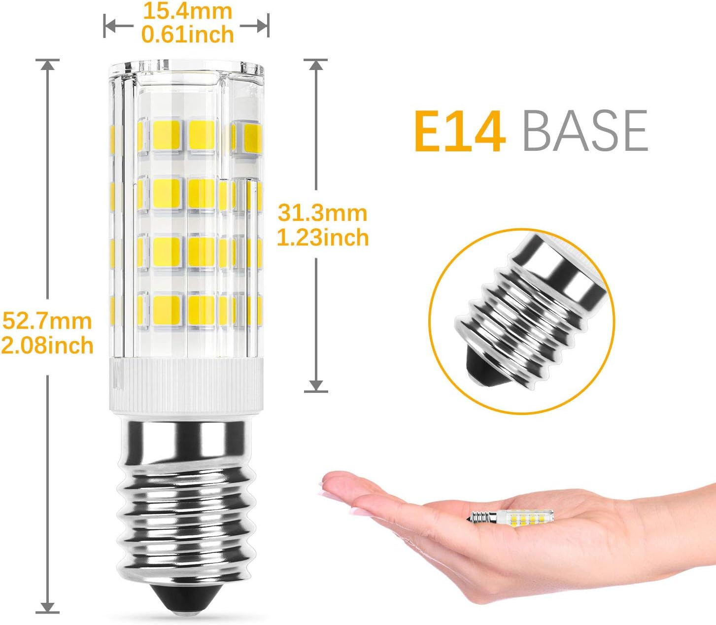 Dicuno E14 LED Light Bulb 4W (40W Halogen Equivalent), Daylight White 6000K 400LM, 220V, Non-Dimmable, Small Edison Screw Bulb for Fridge/Cooker Hood, 6-Pack image number 1