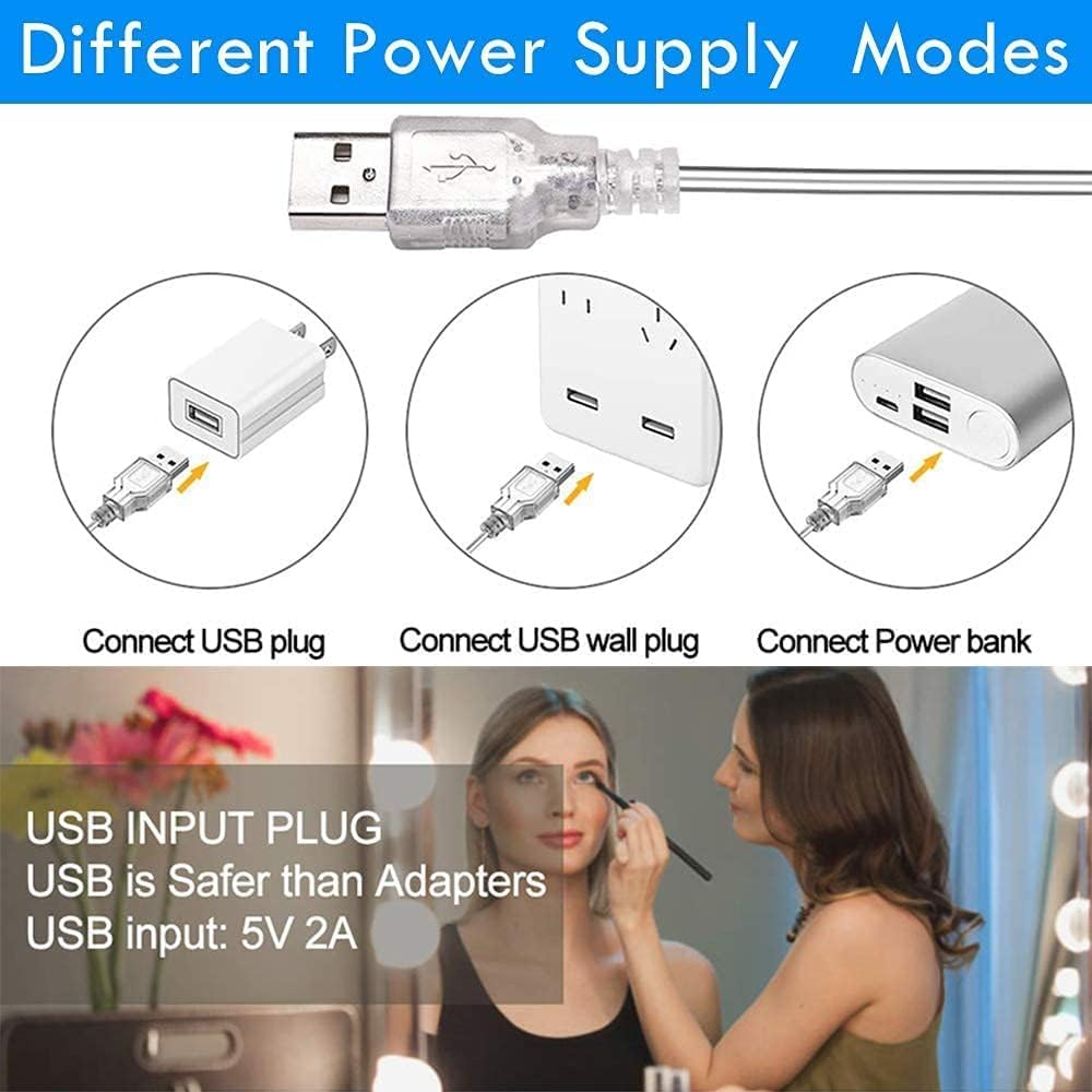 Vanity Mirror Lights，Hollywood Makeup Light with 10 Dimmable Led Bulbs, 5M 3 Light Modes with USB Cable Vanity Lights for Mirror image number 5