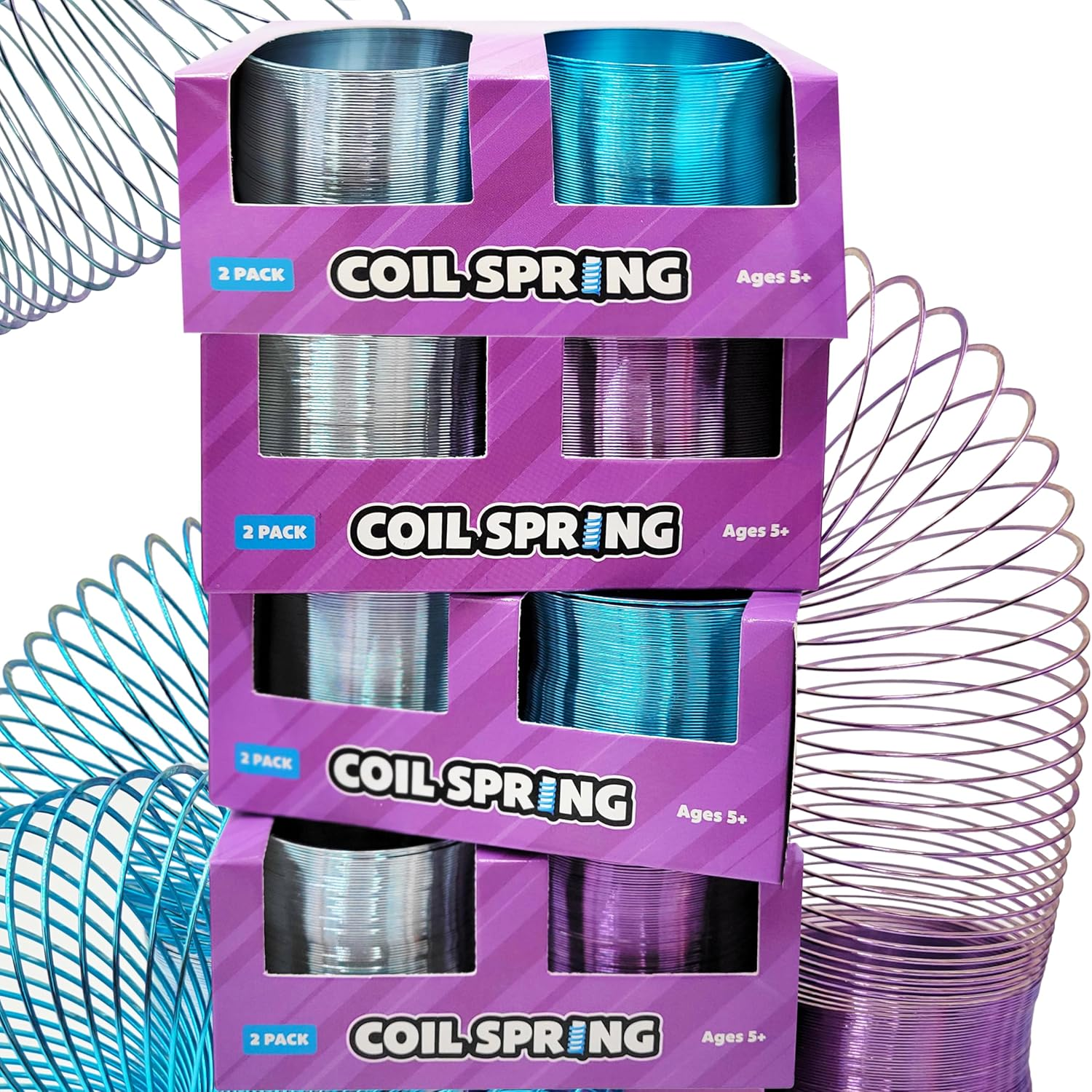 The Dreidel Company Metal Coil Spring, Goody Bag Fillers, Party Favor for Kids, Variety of 2.4" (60Mm) Individually Boxed (3-Pack)