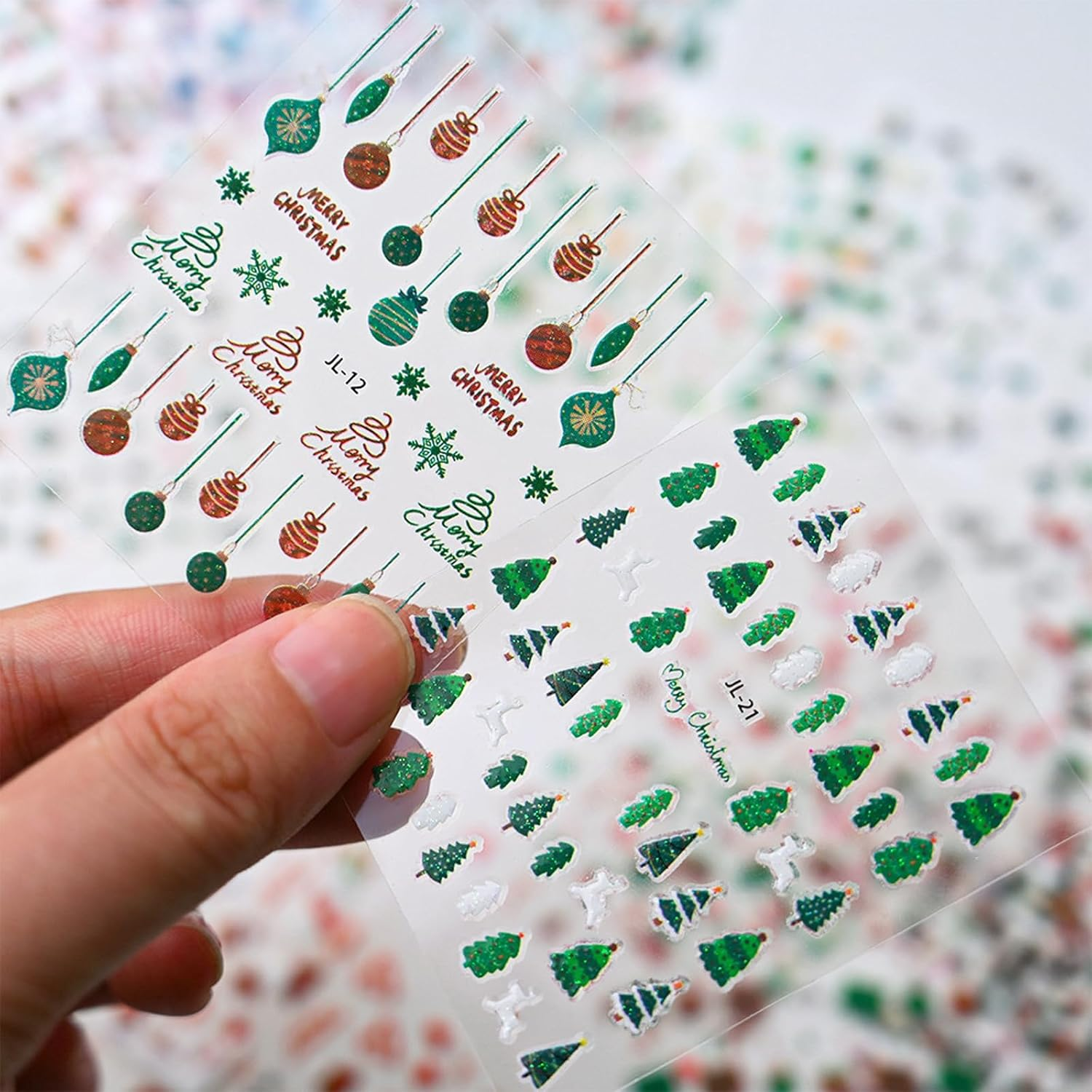 Christmas Nail Stickers 30 Sheets 3Dself-Adhesive Seasonal Nail Decals with Penguin, Deer, Snowman, Snowflake, Elk, Santa Claus for Women'S Winter Holiday Nail Art​ image number 1