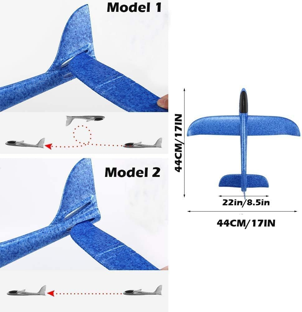 2 Pack Airplane Toys, 17.5" Large Throwing Foam Plane, 2 Flight Mode Foam Gliders, Birthday Gifts for Kids 3 4 5 6 7 8 9 10 11 12 Year Old Boys Kids Girls, Outdoor Yard Family Game Toys image number 3