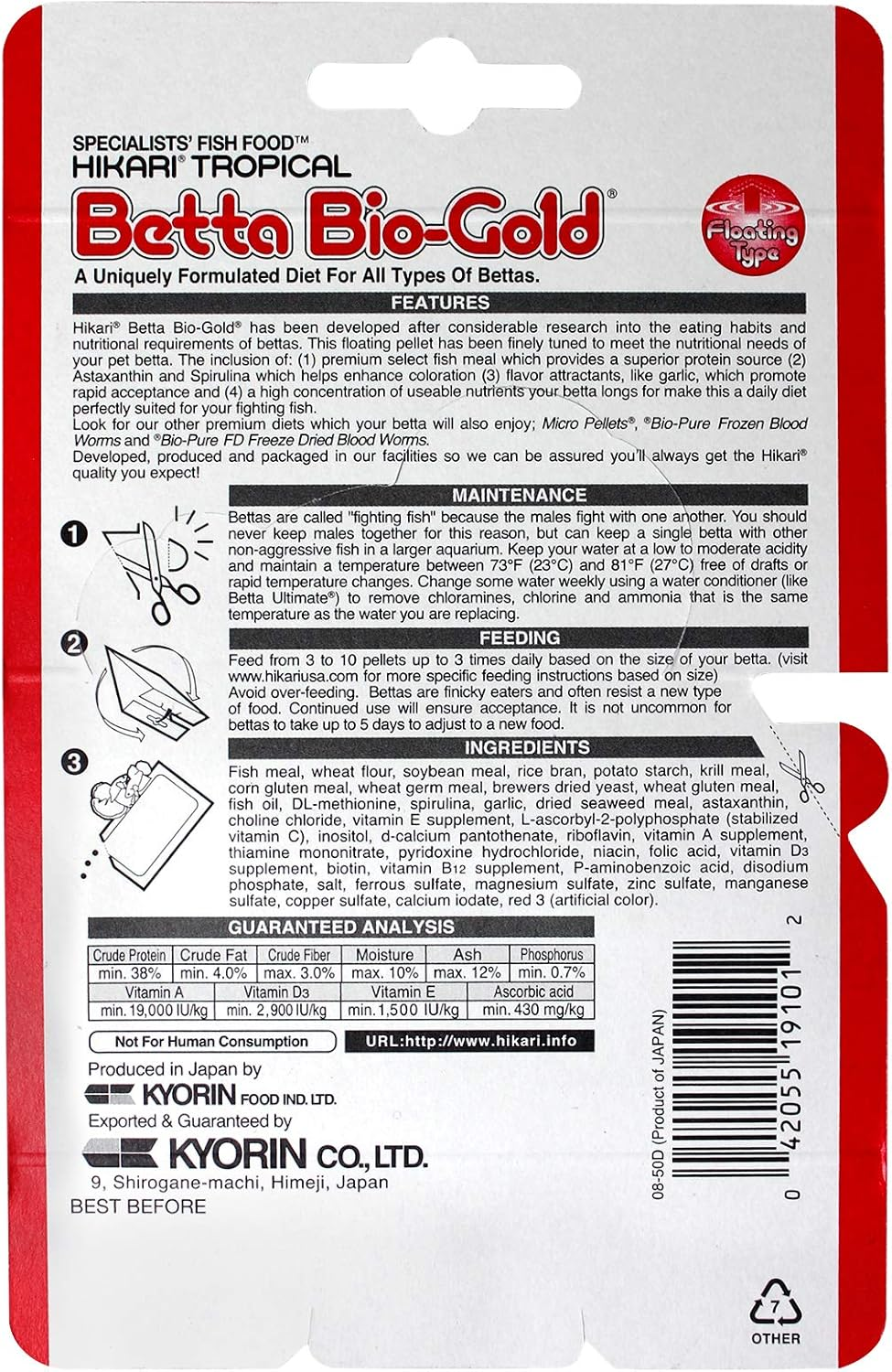 Hikari Tropical Betta Bio-Gold Fish Food, 0.70 Oz (20G) image number 2