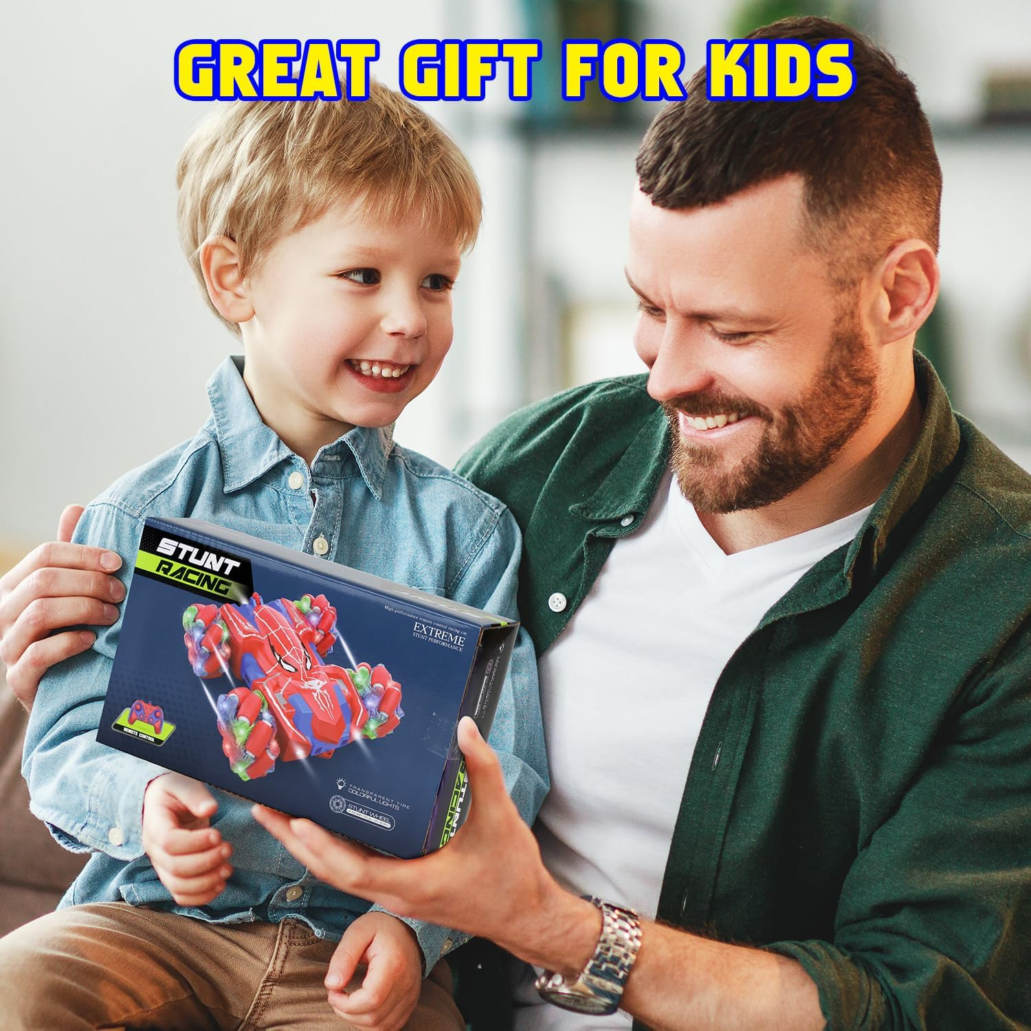 Lehoo Castle Remote Control Car Kids 3-5, 2.4Ghz Rc Car Double Sided Stunt Car, 360&deg; Rotating Rechargeable Toy Car with Light, Toys for 3 4 5 Year Old Boy (Blue) image number 5