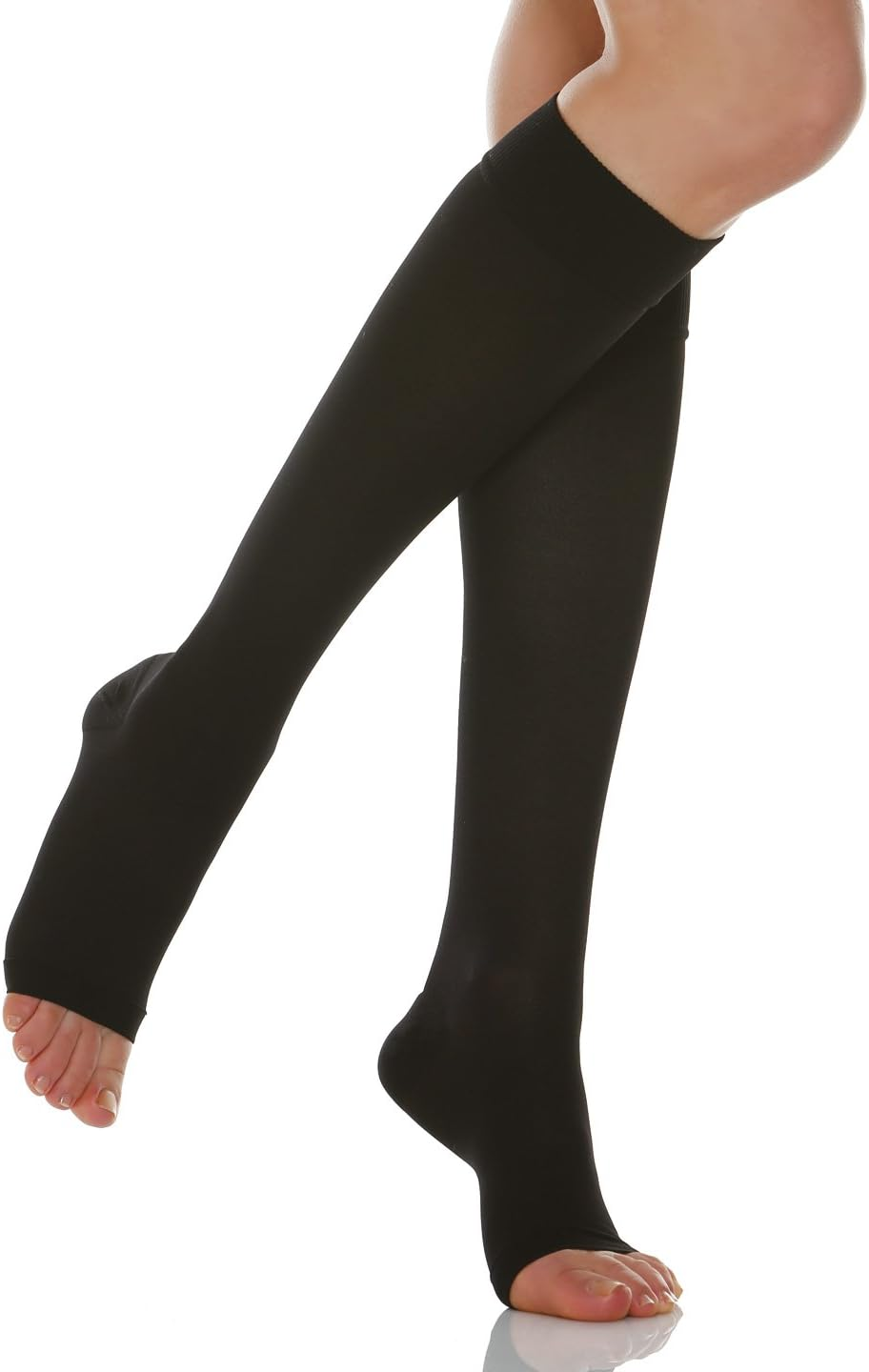 Relaxsan Compression Socks Women Knee High Socks Open Toe 22-27 Mmhg, Basic 950A