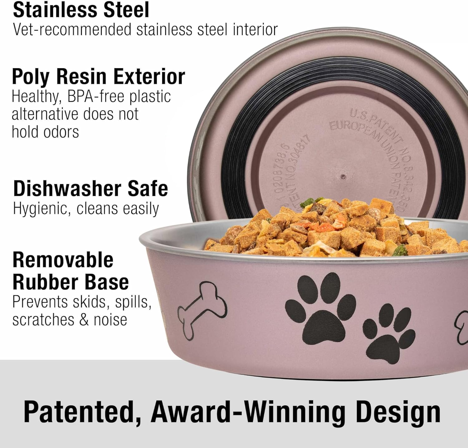 Loving Pets - Bella Bowls - Dog Food Water Bowl No Tip Stainless Steel Pet Bowl No Skid Spill Proof (Large, Grape Purple) image number 6