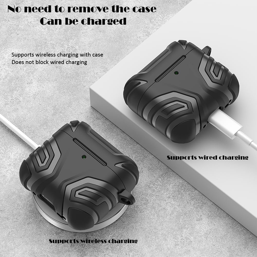 Mizi [Design Patent] Rugged Case for Air Pods 4Th Generation/Air Pods 4 with Active Noise Cancellation (ANC) (2024) with Cleaner Kit, Full Body Shockproof Hard Protection Design - Black image number 7