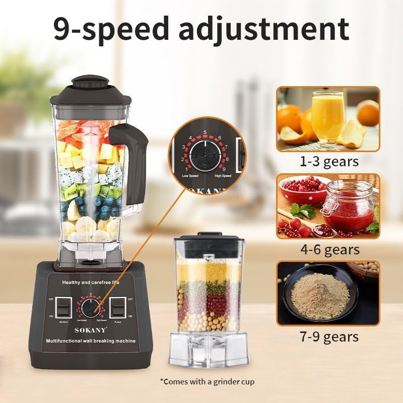 Blender Grinder with 2.5L Jug, Multi Speed Smoothie Blender, Mixer & Food Processor, Spice Grinder, Smoothie Maker with 6 Stainless Steel Blades, Heat Protection, Bpa-Free, 5000W image number 6