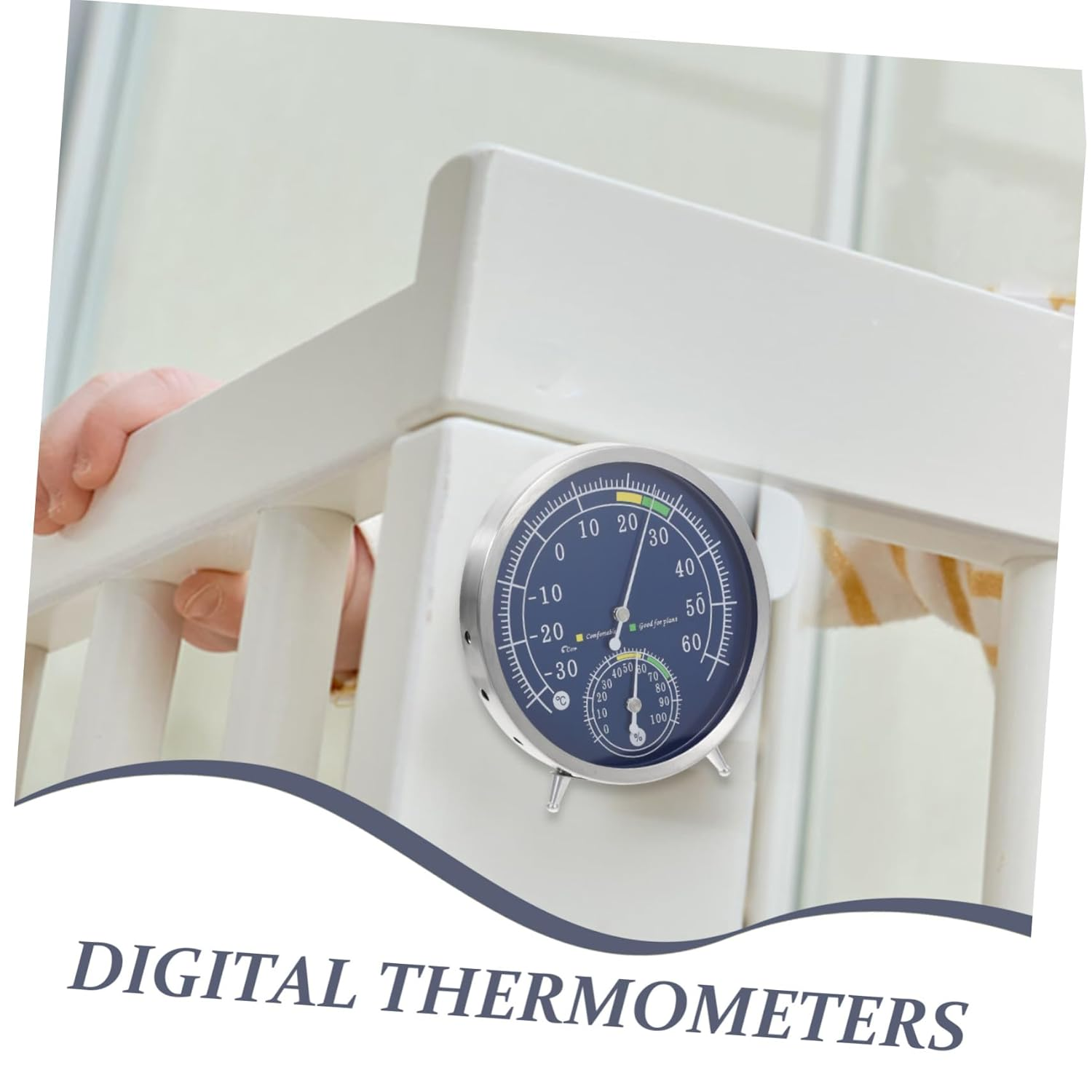 Stainless Steel Analog Thermometer Hygrometer with High Precision Temperature Humidity Gauge for Sauna Garden Garage Indoor Outdoor Use Easy to Read Dial Material image number 3