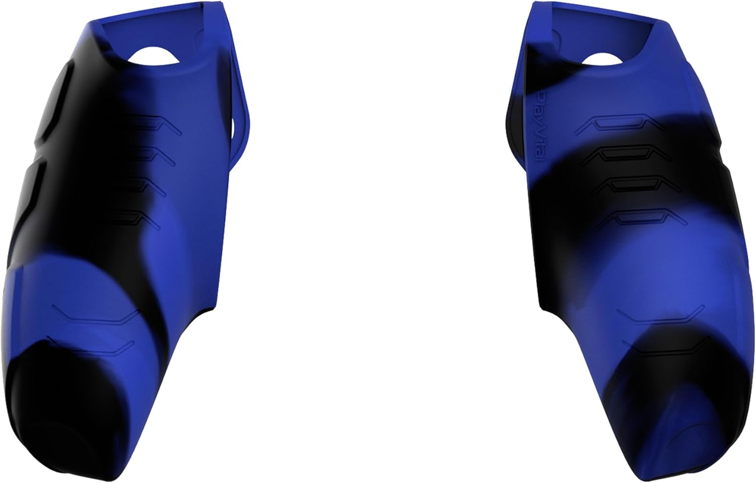 Playvital Mecha Edition Blue & Black Ergonomic Soft Controller Silicone Case Grips for Ps5, Rubber Protector Skins with Thumbstick Caps for Ps5 Controller - Compatible with Charging Station - Blue  Black image number 4