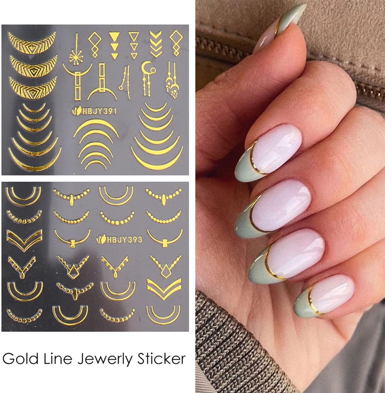 Flowers Nail Art Stickers Decal 3D Self-Adhesive Gold Flower Leaf Lace Nail Supplies Flower Nail Stickers Geometry Line Nail Designs for Women Girls Nail Art Decorations(Gold) image number 6