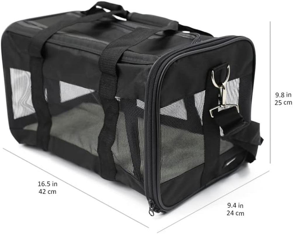 Amazon Basics Soft-Sided Mesh Pet Travel Carrier, Medium, 43.18 X 25.4 X 25.4 CM, Black image number 6