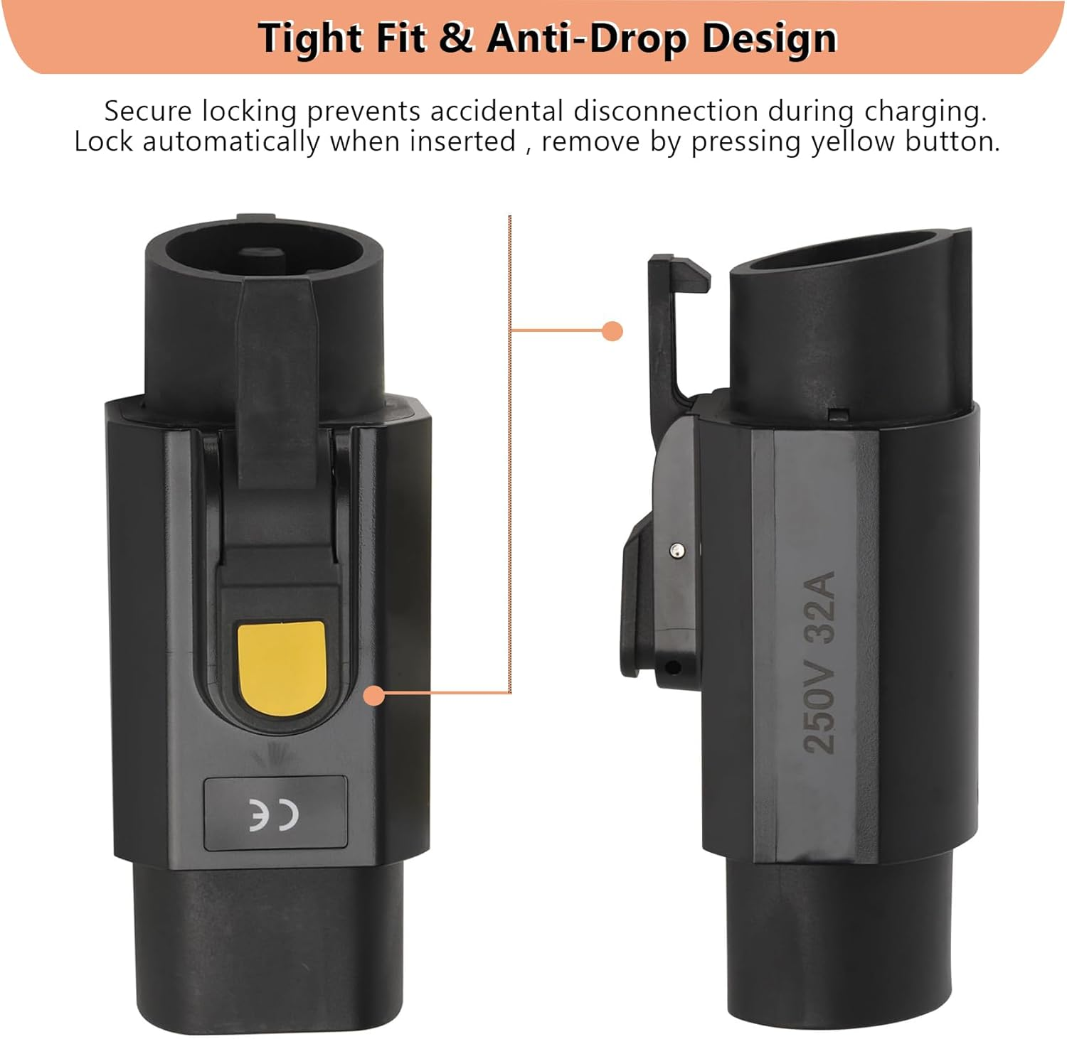 Jiacheng Type 2 to Type 1 EV Adapter (Male to Female), 32A EV Charging Cable Adapter Charger IEC 62196 to SAE J1772 for Electric Vehicles Converter Car Charger Adapter