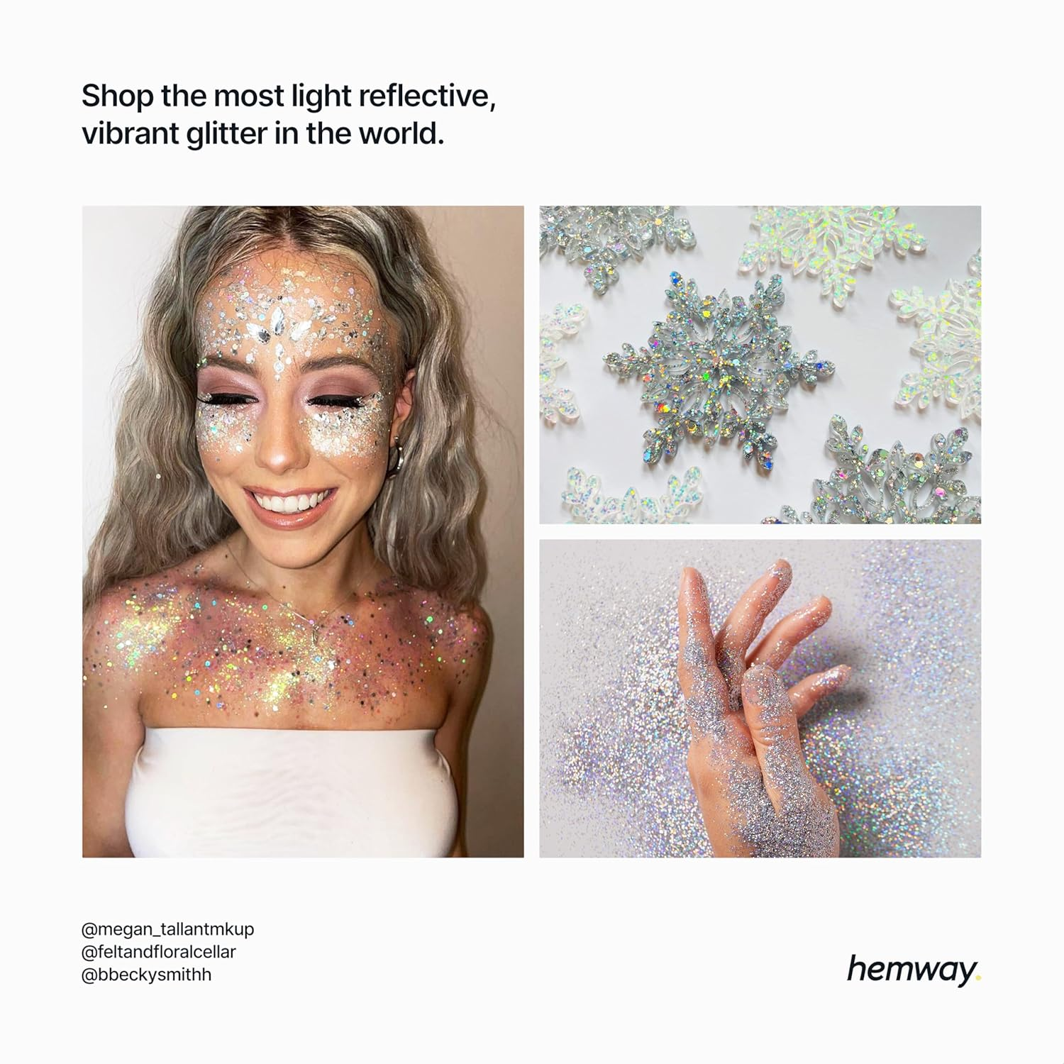 Hemway Eco Friendly Biodegradable Glitter 100G / 3.5Oz Bio Cosmetic Safe Sparkle for Face, Eyeshadow, Body, Hair, Nail, Festival Makeup - Extra Chunky (1/24" 0.040" 1Mm) - Silver Holographic image number 2
