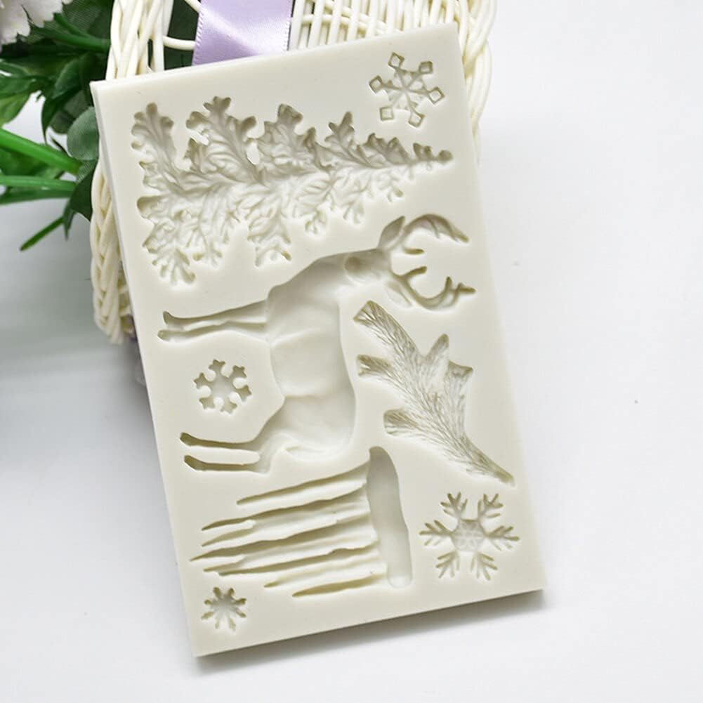 2Pcs Christmas Tree Reindeer Shape Silicone Mold Fondant Cake Sugarcraft Decorating Tool Kitchen Bakeware Baking Mould Zhengpingpai image number 2