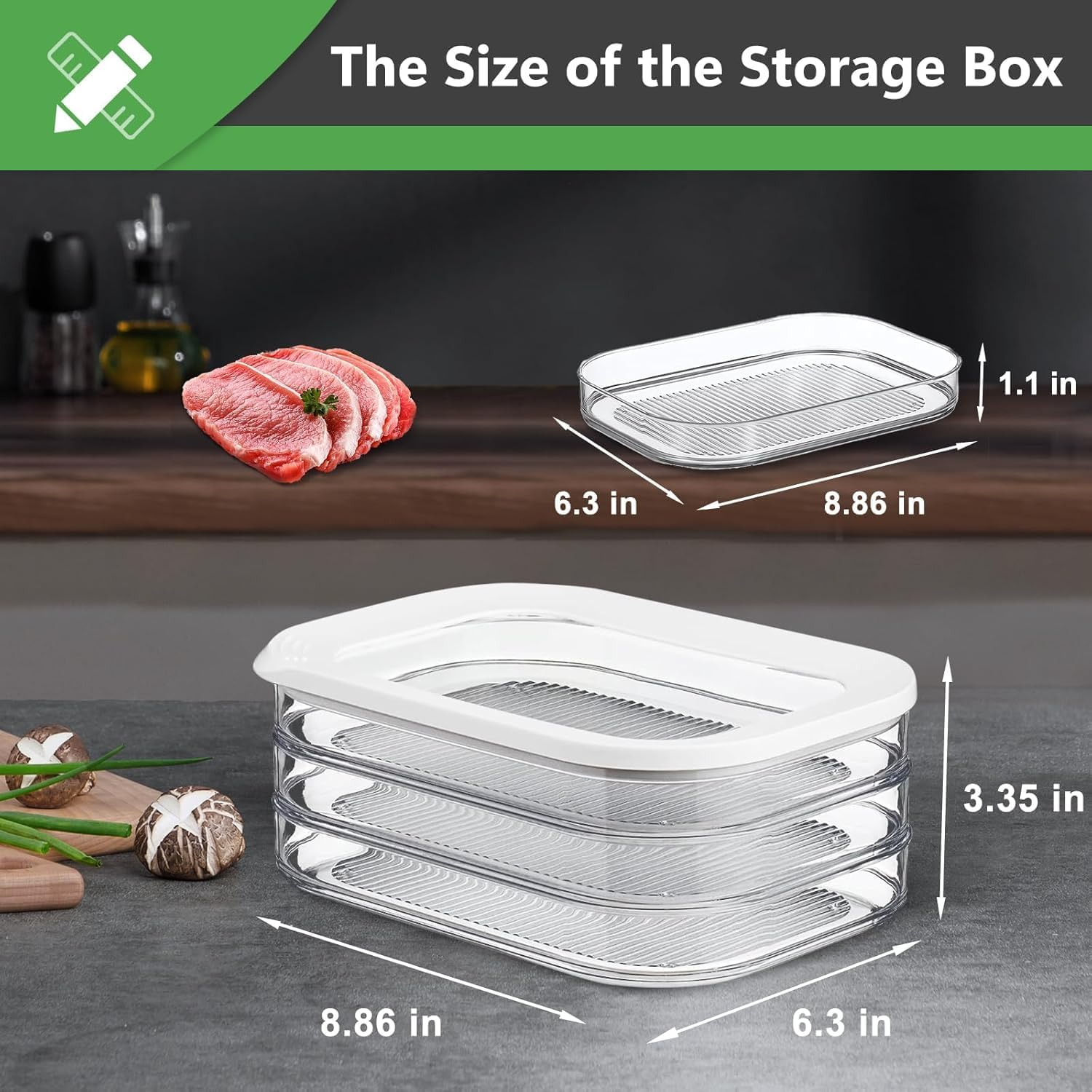 Deli Meat Container for Fridge, Stackable Bacon Cheese Container for Refrigerator, Food Storage Boxes with Lid for Cold Cuts, Lunch Meat, Salami, Meal Prep Containers, BPA Free image number 3