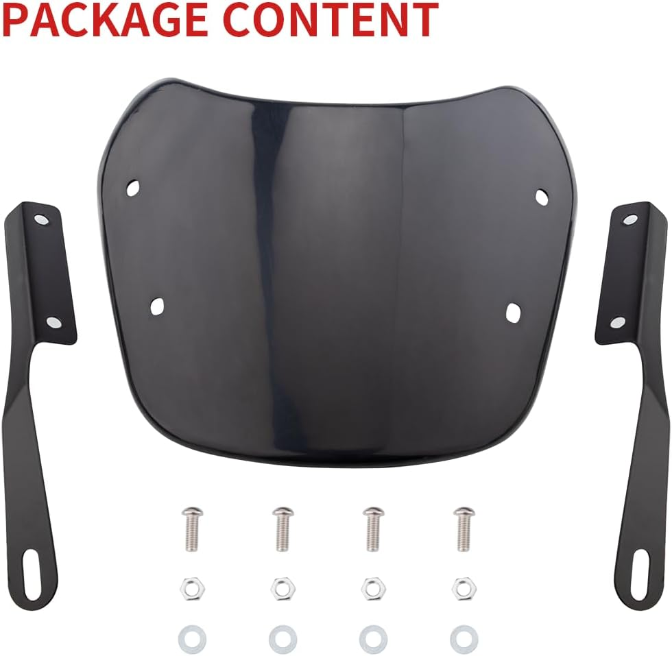 Small Universal Windshield Motorcycle Wind Deflector Windscreen Front Flyscreen with Mount Bracket Fit Motorbike 7" Headlight Compatible with Harley Suzuki Honda Triumph Cruiser Cafe Racer (Black) image number 2