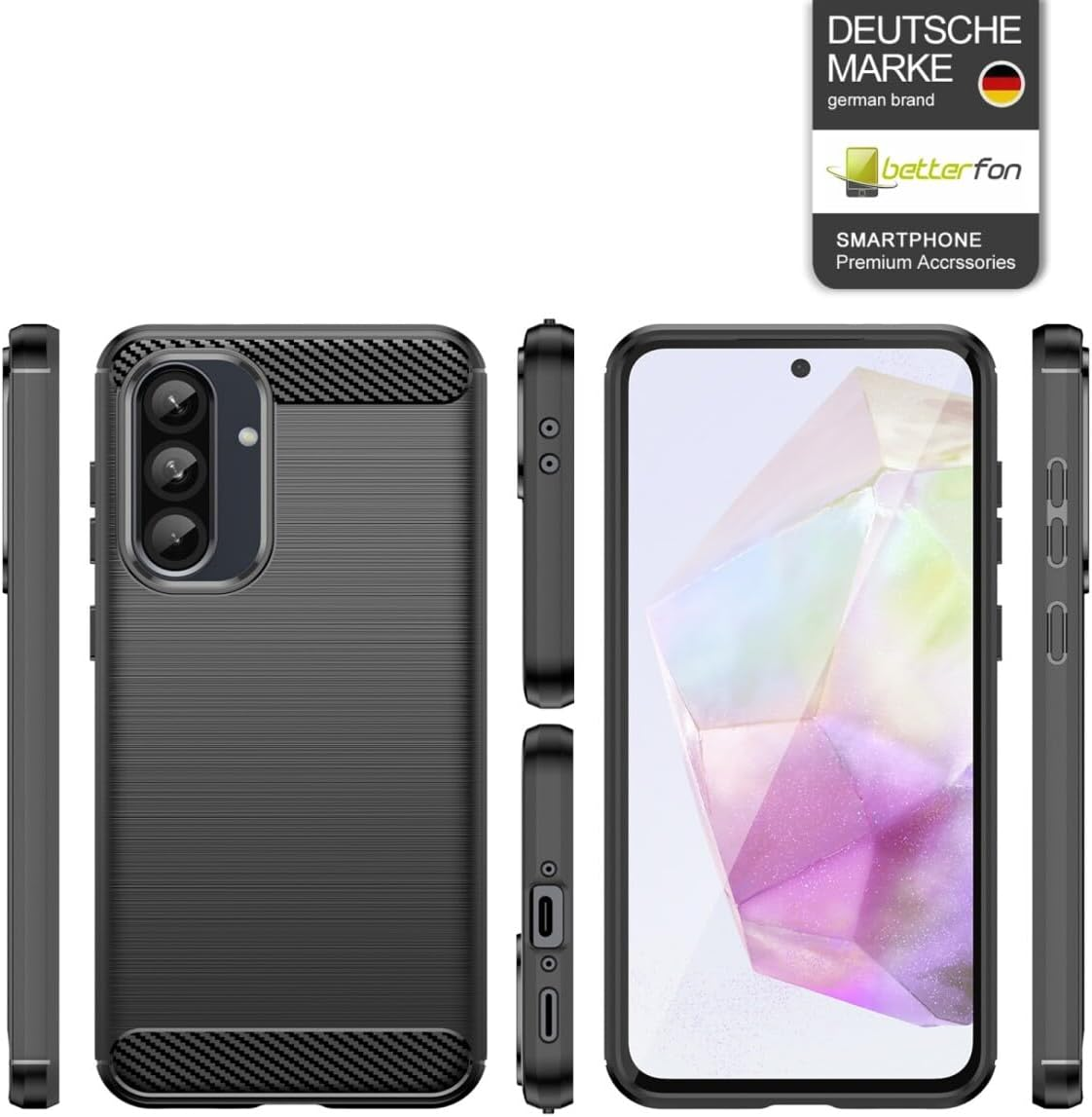 Case Compatible with Samsung Galaxy A36 / A56, Mobile Phone Case for Galaxy A36 / A56, Carbon Mobile Phone Case, Black image number 1