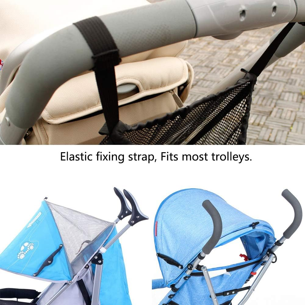 Shopping Bags, Universal Net Shopping Net for Prams, Pushchairs and Buggies, Mesh Pocket Back of the Pram, Storage Bag, Fits Most Handles, Black, Pack of 1 image number 5