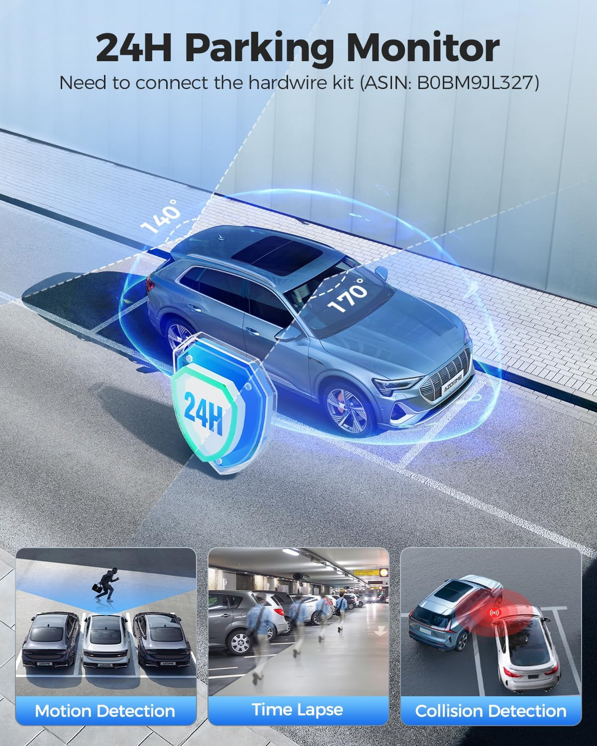 AZDOME 4K Dash Cam Front and Rear, STARVIS Night Vision, UHD 2160P Wifi Dash Camera for Cars with GPS, Included 64GB Card, 2.4" IPS Screen Dashcam, 170&deg;Wide Angle, WDR, 24H Parking Mode (GS63H Pro) image number 3