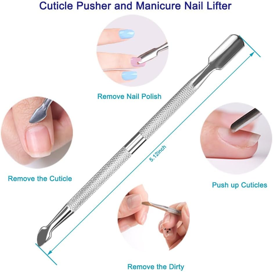Pingispower Cuticle Pusher Set, 2PCS Professional Grade Stainless Steel Cuticle Cutter and Cuticle Remover Tools, Durable Manicure Kit and Pedicure Tool for Fingernails and Toenails image number 3