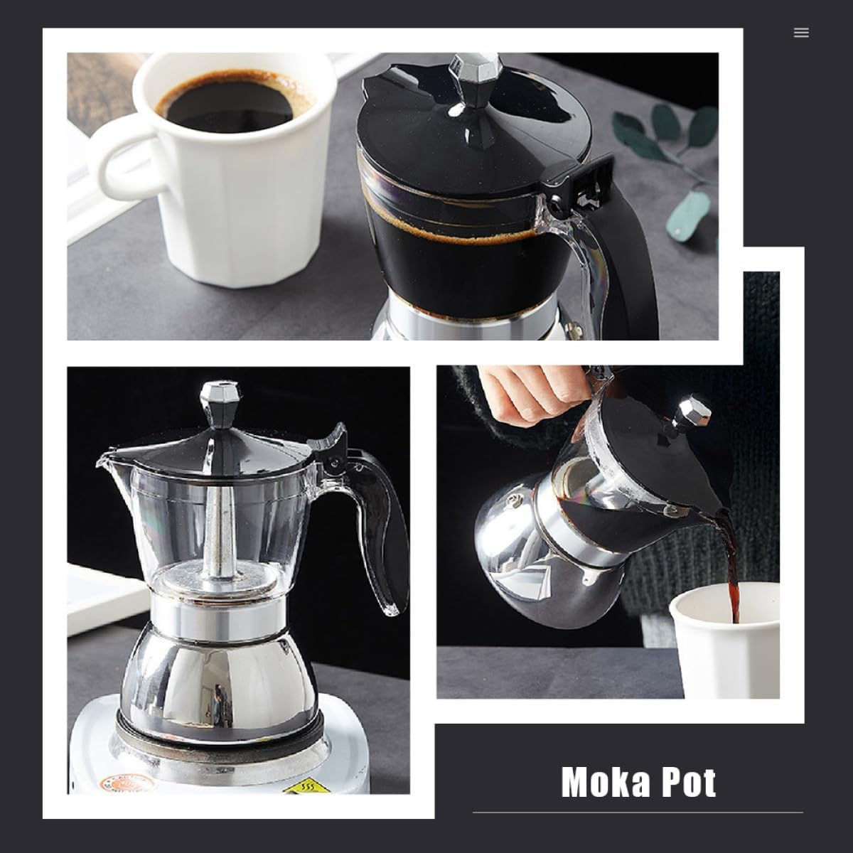 BAZEITFLOW Visible 4-Cup 200Ml Glass Stovetop Coffee Pot Espresso Coffee Maker Household Coffee Kettle for Home Brewing image number 5