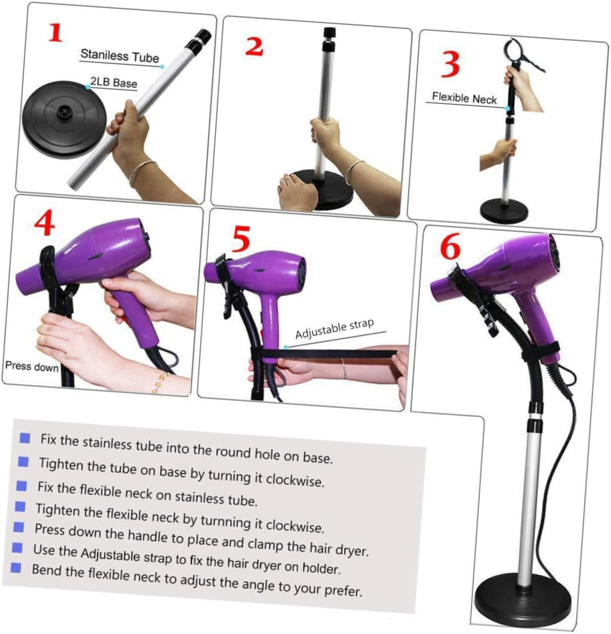 Healvian 360Degree Hair Dryer Holder Rotating Lazy Hair Dryer Stand Suction Cup for Table image number 1