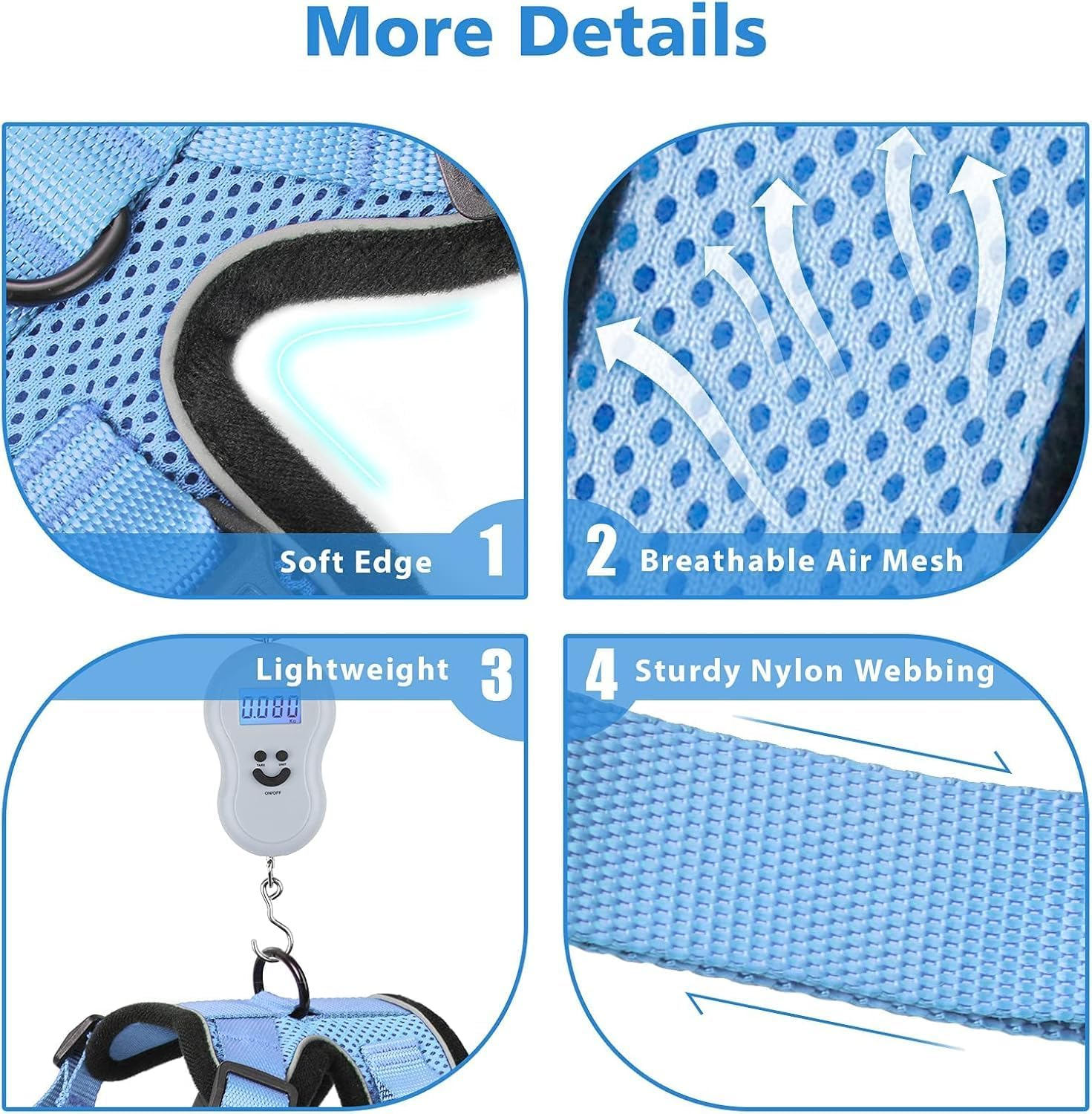 Limcryspp Cat Harness and Belt, Breathable Cat Belt, Adjustable anti Escape Soft Cat Vest Harness for Outdoor Activities S (Blue) - Pink image number 4