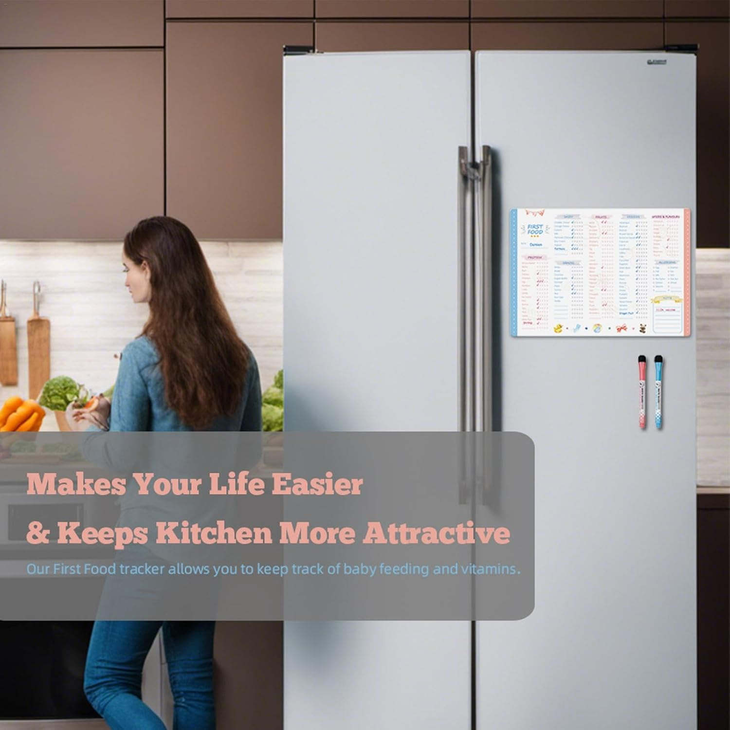 First Foods Chart - Repeatable First Food Checklist - Baby First Food Tracker and Weekly Meal Planner, Magnetic Baby Food Checklist Track