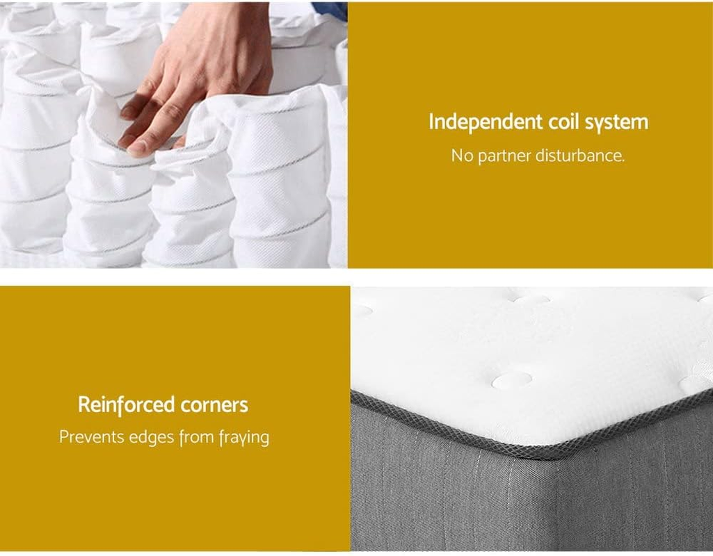 Giselle Bedding Double Mattress Bed Innerspring Foam Mattresses 23Cm Thickness, with 6-Coil Spring System and Breathable Topper, 5Yrs Warranty, Extra Firm, Greywith Vacuum Packed image number 1