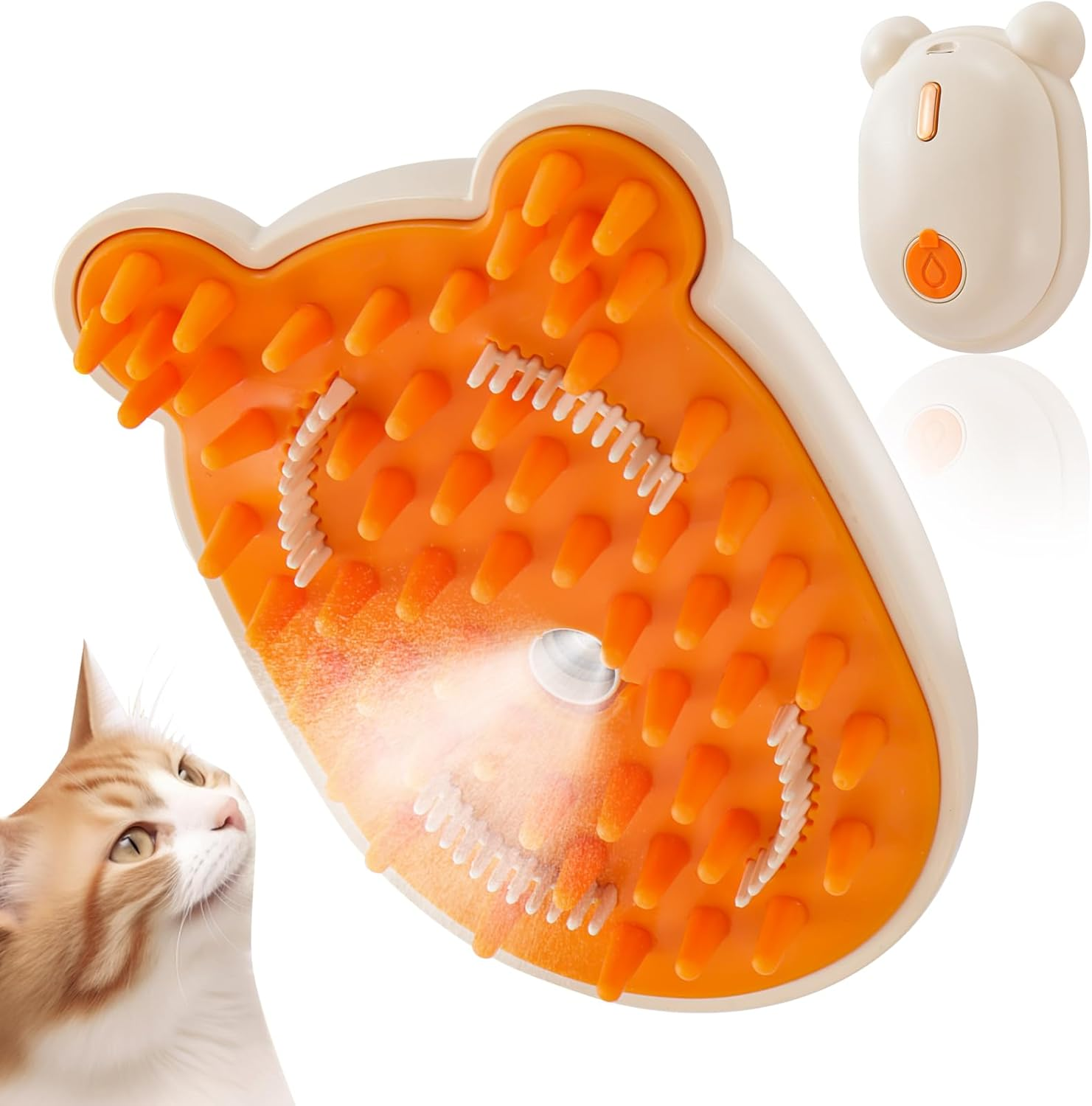 Cat Steam Brush Rechargeable Cat Brush Steamer for Shedding,Self-Cleaning Grooming Brush for Long &Short Haired Dogs and Cats,Remove and Clean Tangled &Loose Hair,Orange