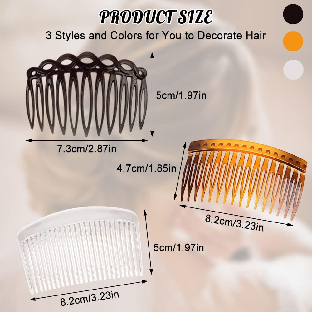 18 Pieces French Side Combs, Plastic Side Hair Twine, Decorative Comb with Teeth, Hair Combs, Hair Clips, Accessories for Women, Bridal, Wedding Veil, Girls, Thick and Fine Hair image number 3