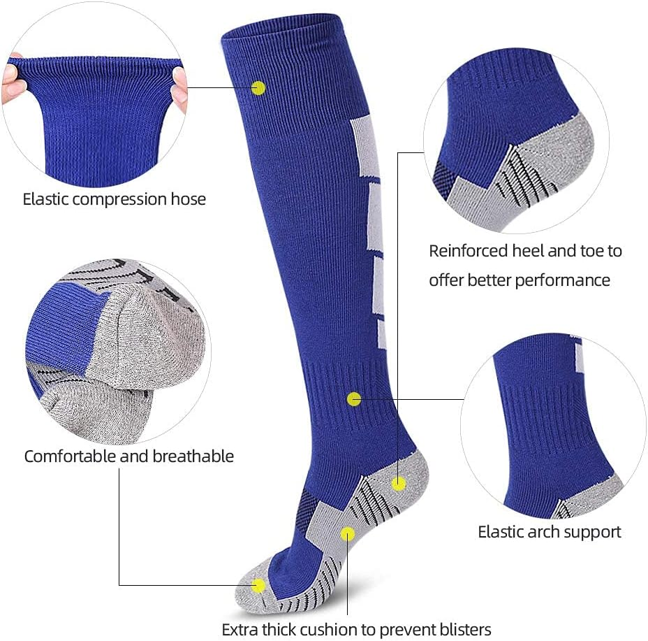 3 Pairs Soccer Socks, Sport Knee High Socks over the Calf Compression Athletic Socks for Mens and Women Running & Training Football Thickening Keep Warm Sock image number 1