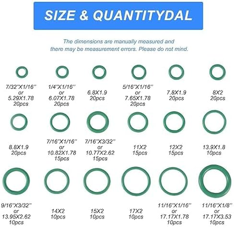 270Pcs O-Ring Kit,18 Sizes Assorted Rubber O-Rings for Car Auto Vehicle Repair, Air Conditioning and Compressor Seals image number 1