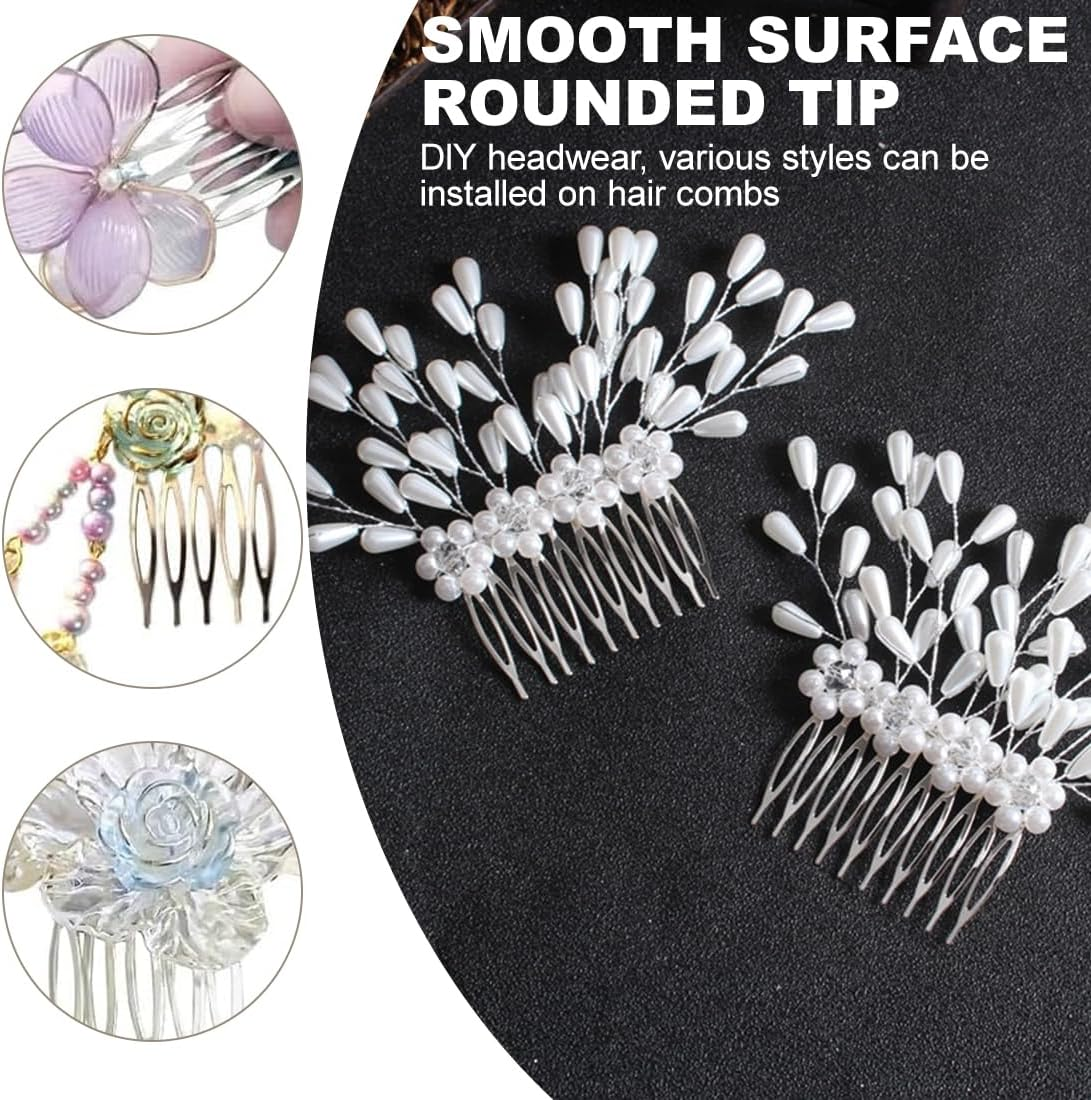 16 Pieces Metal Side Combs with 10 Teeth Veil Combs Hair Side Combs for Women French Hair with Teeth for Hair Accessories with Silver and Gold Chignon Clip image number 4