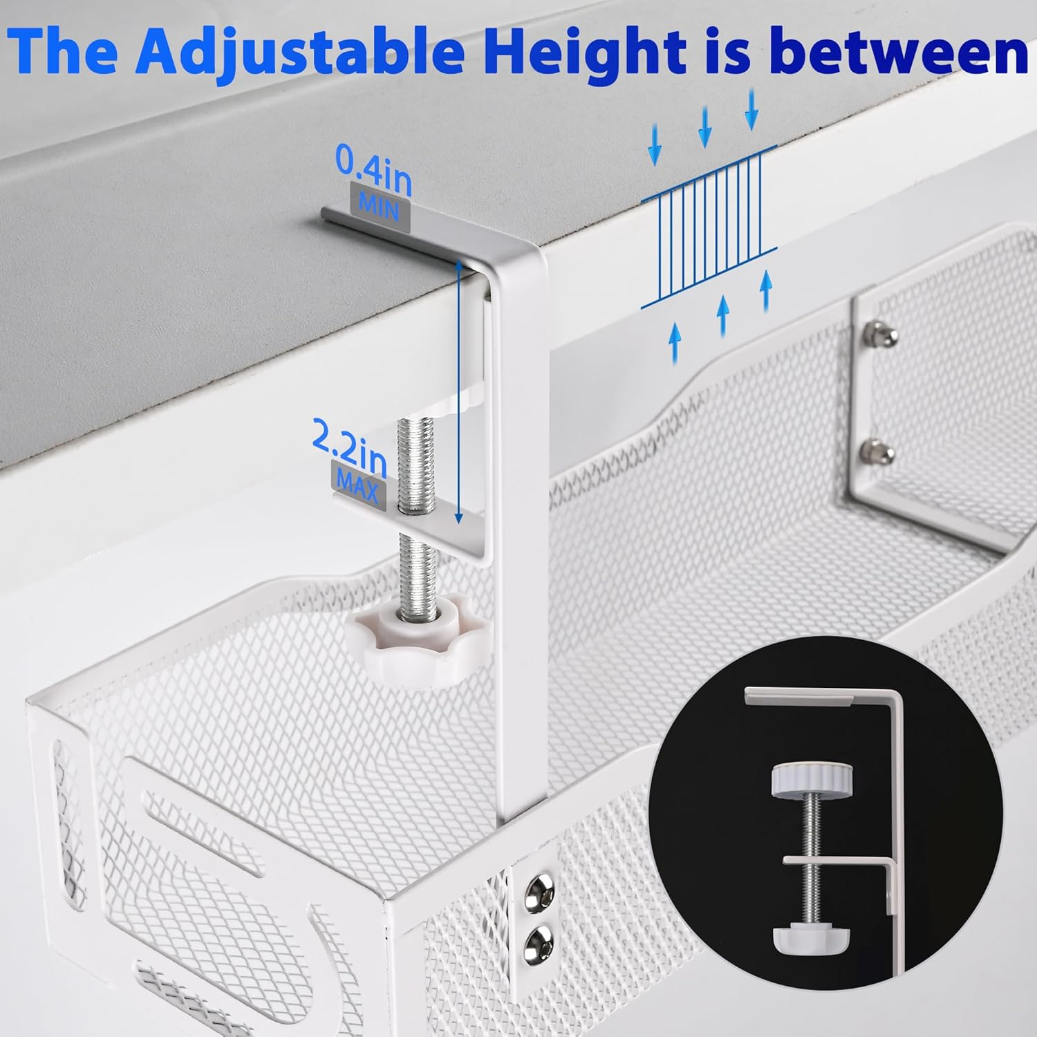 Under Desk Cable Management Box 25.3 Inch &ndash; No-Drill Cable Organizer Tray, Large Cord Management Box for Office & Home, Wire Organizer under Desk Storage, White