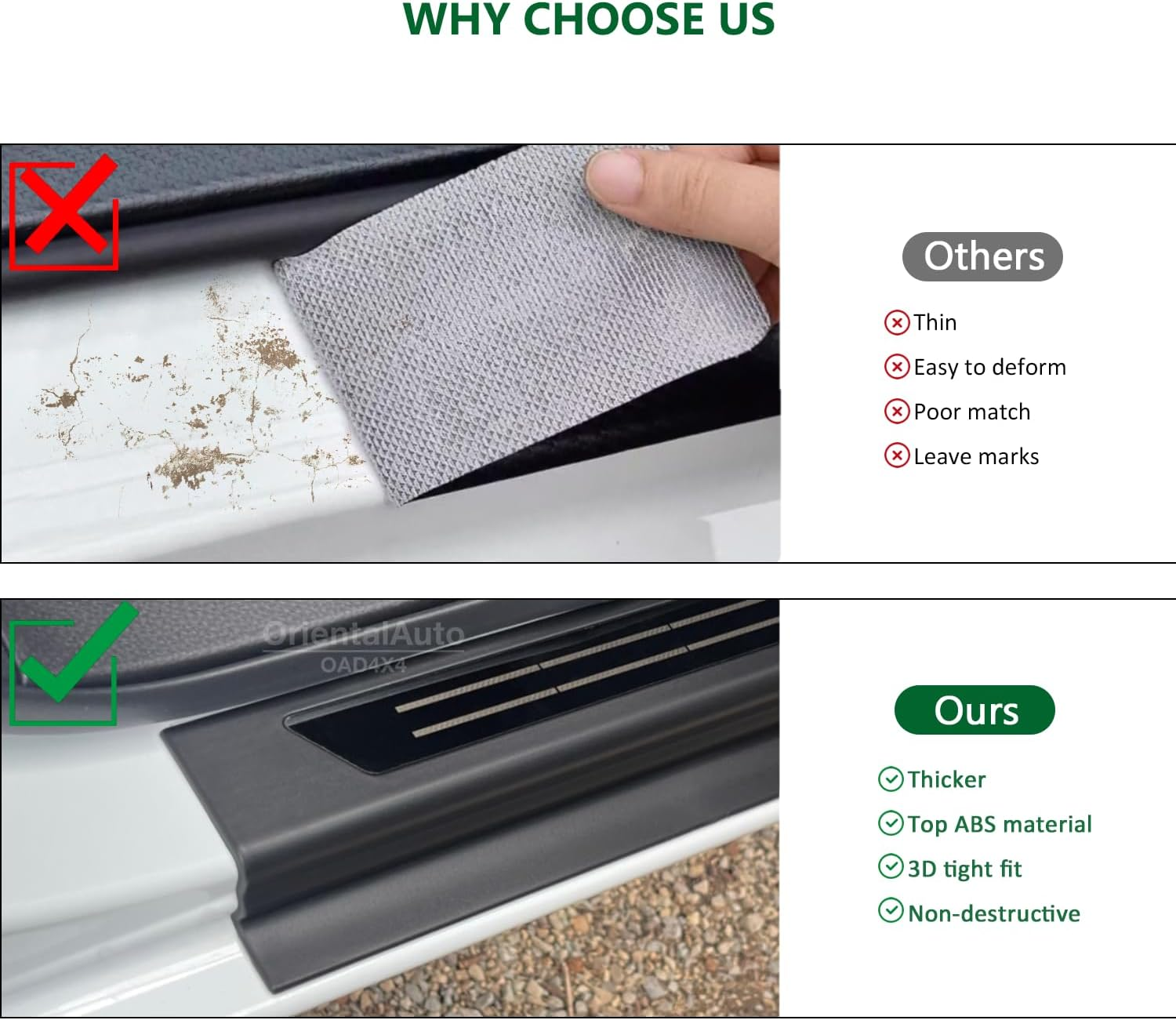 Door Sill Protector Compatible with Mitsubishi Triton MV All-New Dual Cab 2024-Onwards, Tailored Fit Door Entry Guard, Black ABS Anti-Scratch Scuff Plate Trim Cover, Door Threshold Protection image number 2