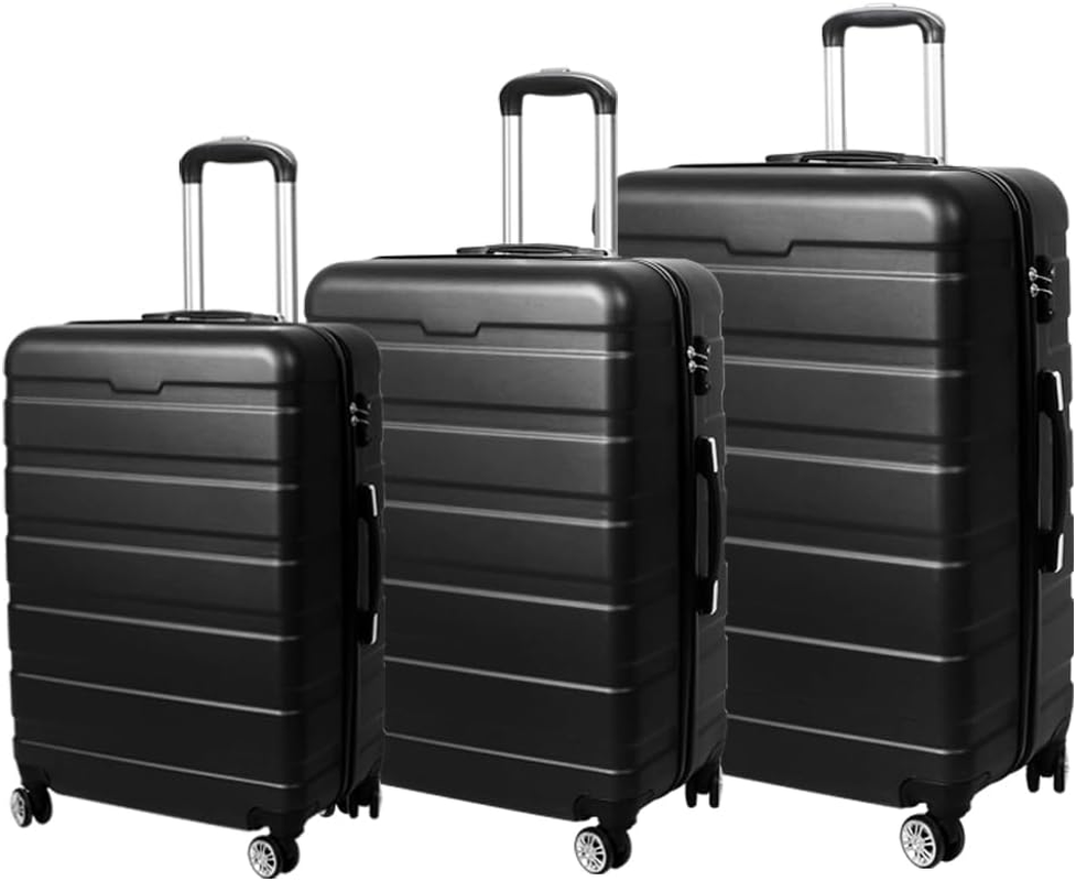 Slimbridge 3Pcs Luggage Set Suitcase Trolley, 20" 24" 28" Inch Sets Travel Packing with Built-In Lock, Hard Shell 360&deg; Wheels Spinner Luggages Suitcases, Dark Grey