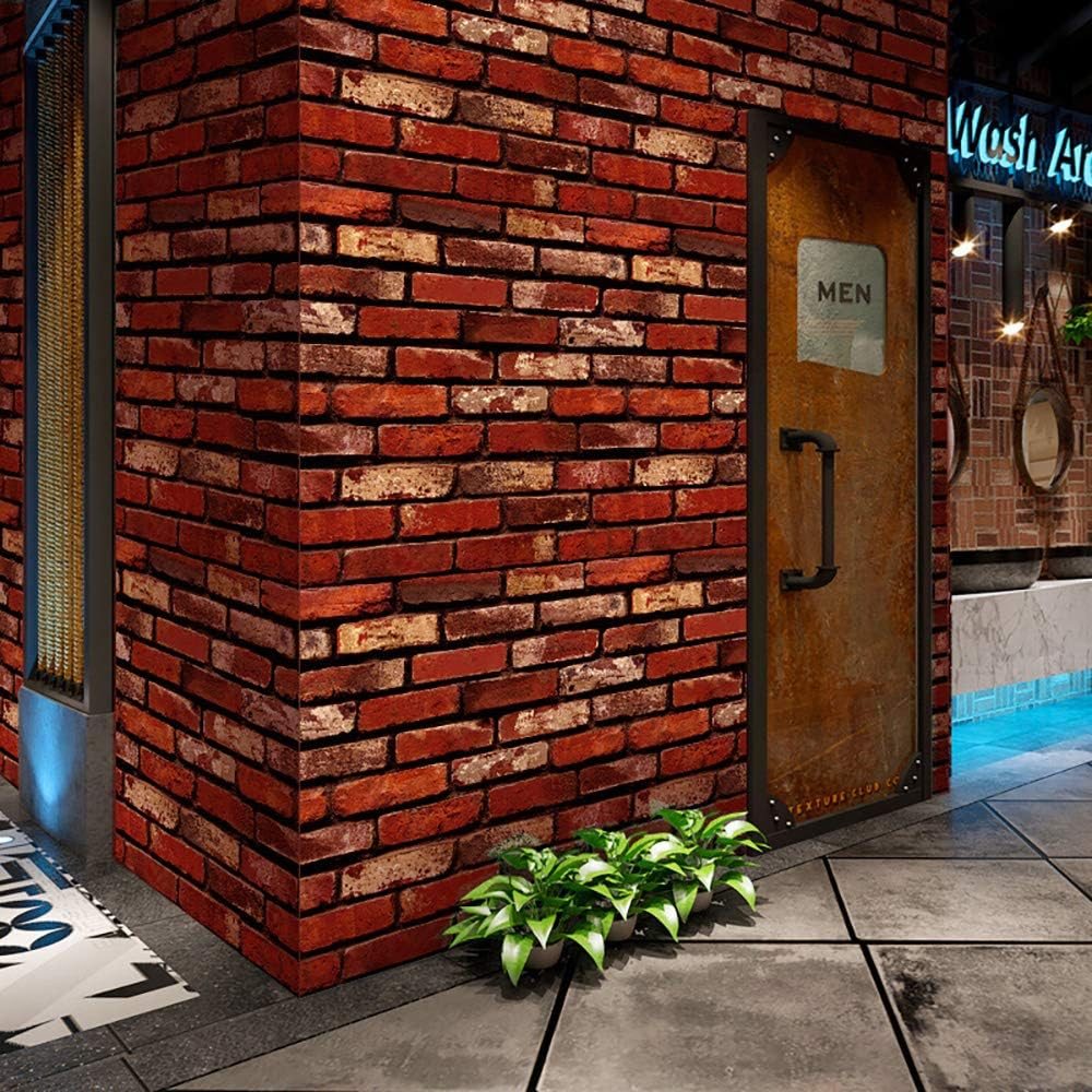 Melunmer Red Brick Peel and Stick Wallpaper 17.7&rdquo;&times;197&rdquo; Self Adhesive Removable Wallpaper Red Faux Brick Contact Paper Waterproof Decorative Easily to Install Contact Paper for Kitchen Backsplash image number 5