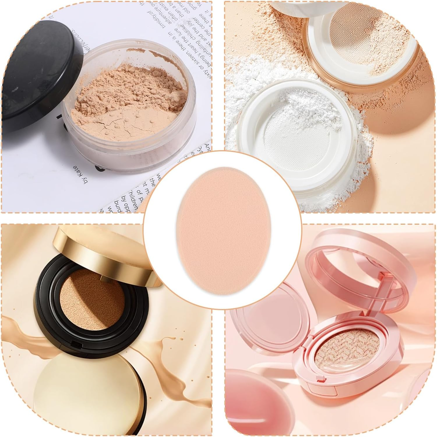5 PCS Flat Makeup Sponge, Beige Smooth Makeup Sponges for Foundation, Oval Cushion Powder Puff Blender Make up Sponges for Professional Makeup image number 2