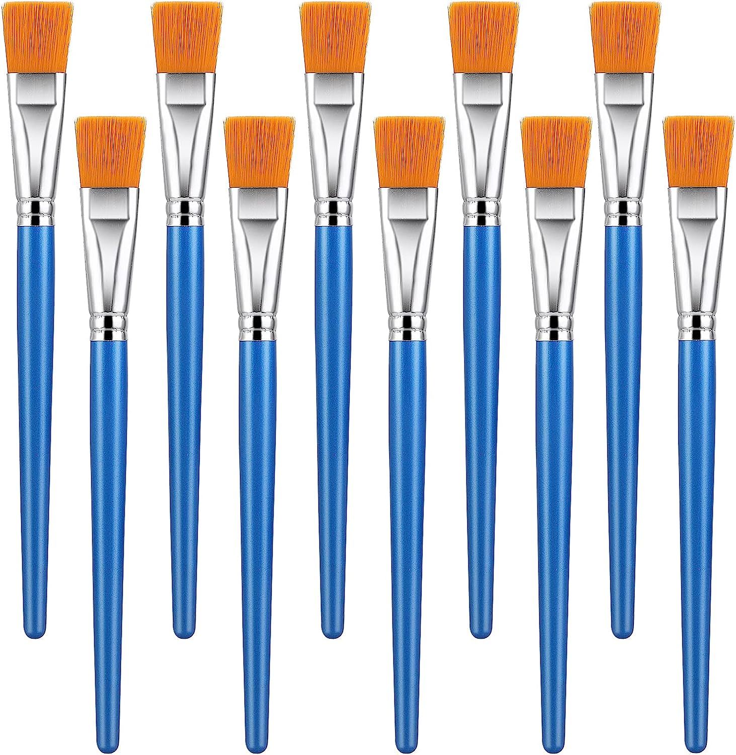 Prasacco 10 Pcs Flat Paint Brushes for Acrylic Painting, 1 Inch Art Paint Brushes Artist Painting Brush for Acrylic Watercolor Oil Detail Painting image number 4