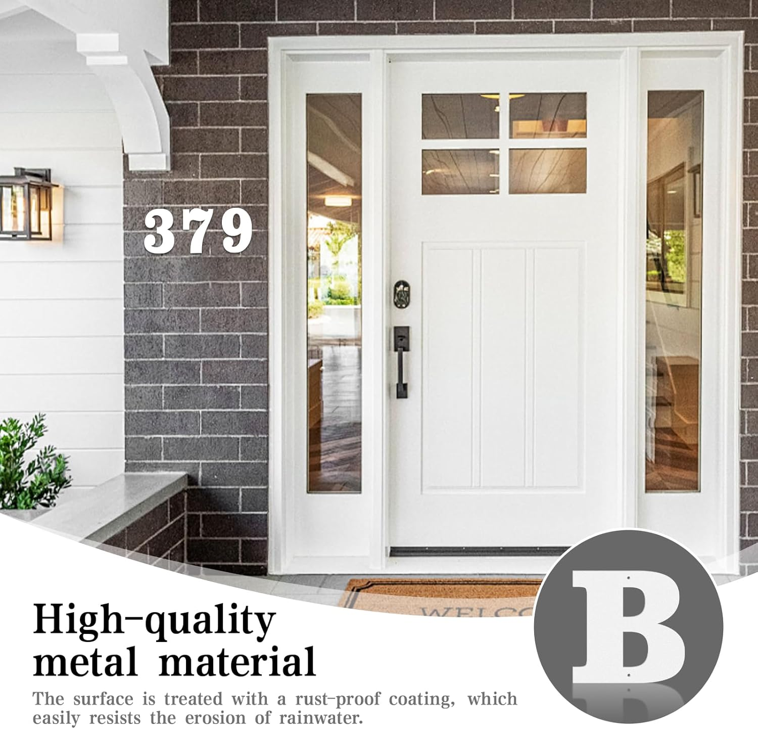 3 Inch Crisp White Rustproof House Numbers Letters,Heavy-Duty Metal Address Numbers for House,Weatherproof 0-9 Numbers & A-Z Outdoor Metal Letters Full Set for Door,Gate,Mailbox(6) image number 4