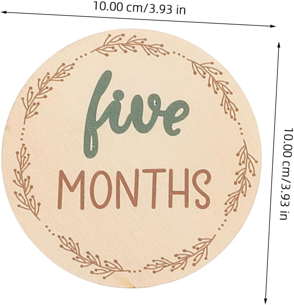 DOITOOL Wooden Monthly Milestone Cards Photo Prop Milestone Wooden Circles Decorative Markers image number 2