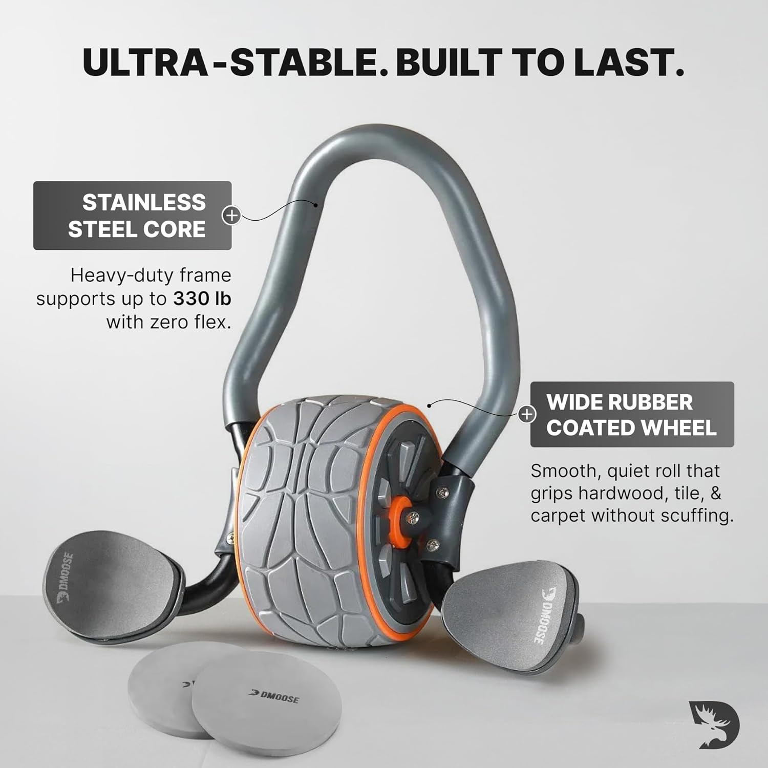 Dmoose Ab Roller Wheel, Ab Workout Equipment for Abdominal & Core Strength Training, Ab Wheel Roller for Core Workout, Home Gym, Ab Machine with Knee Pad for Home Workout & Home Gym Accessories (Grey) image number 1